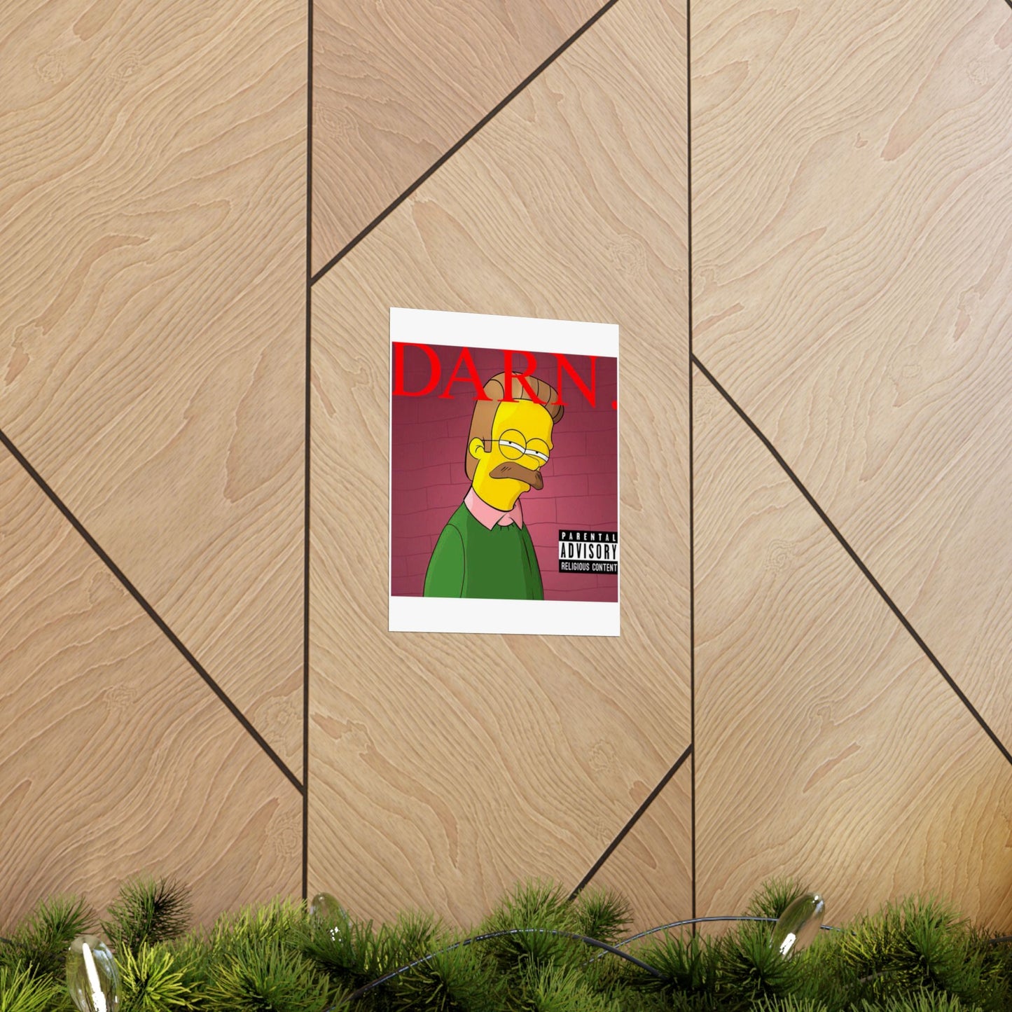 Kendrick Lamar x Simpsons “DARN” Poster – Funny Ned Flanders Mashup Wall Art – Matte Print for Music & Pop Culture Fans
