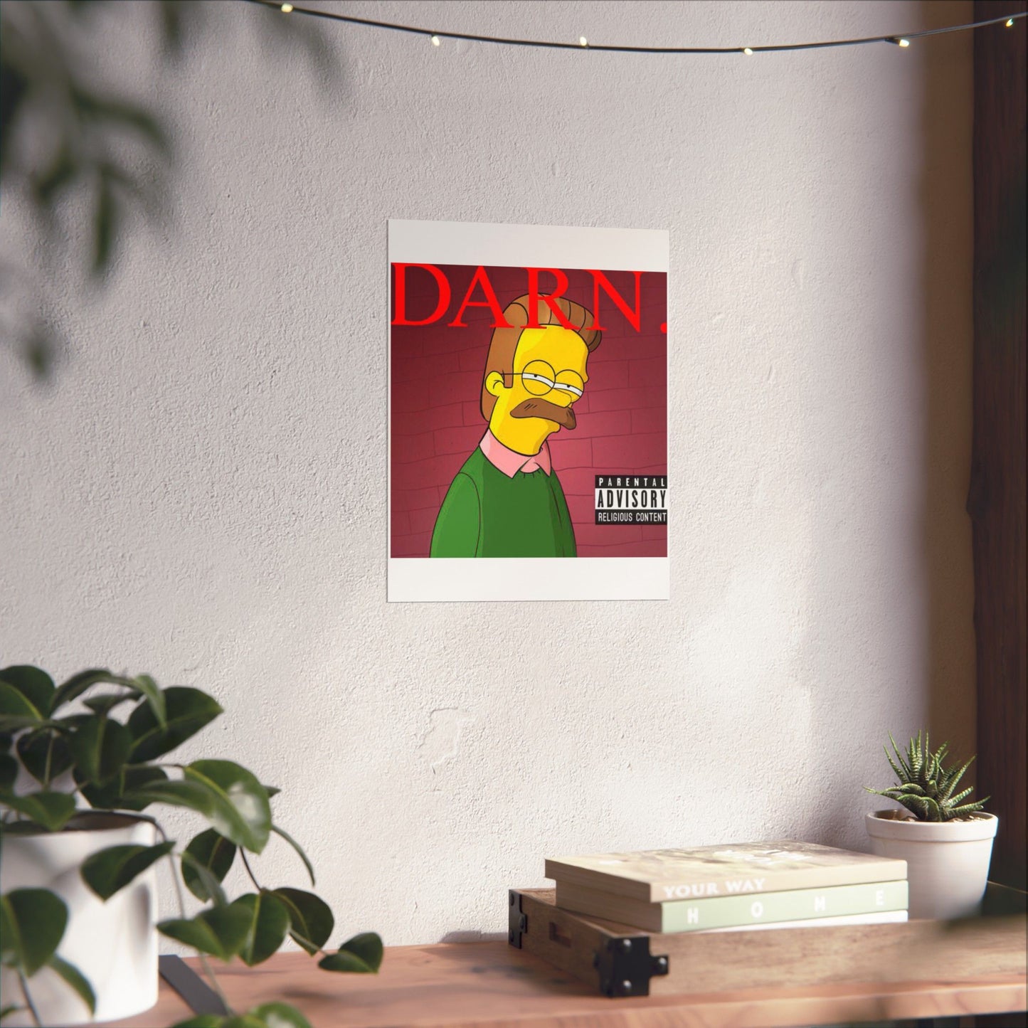 Kendrick Lamar x Simpsons “DARN” Poster – Funny Ned Flanders Mashup Wall Art – Matte Print for Music & Pop Culture Fans