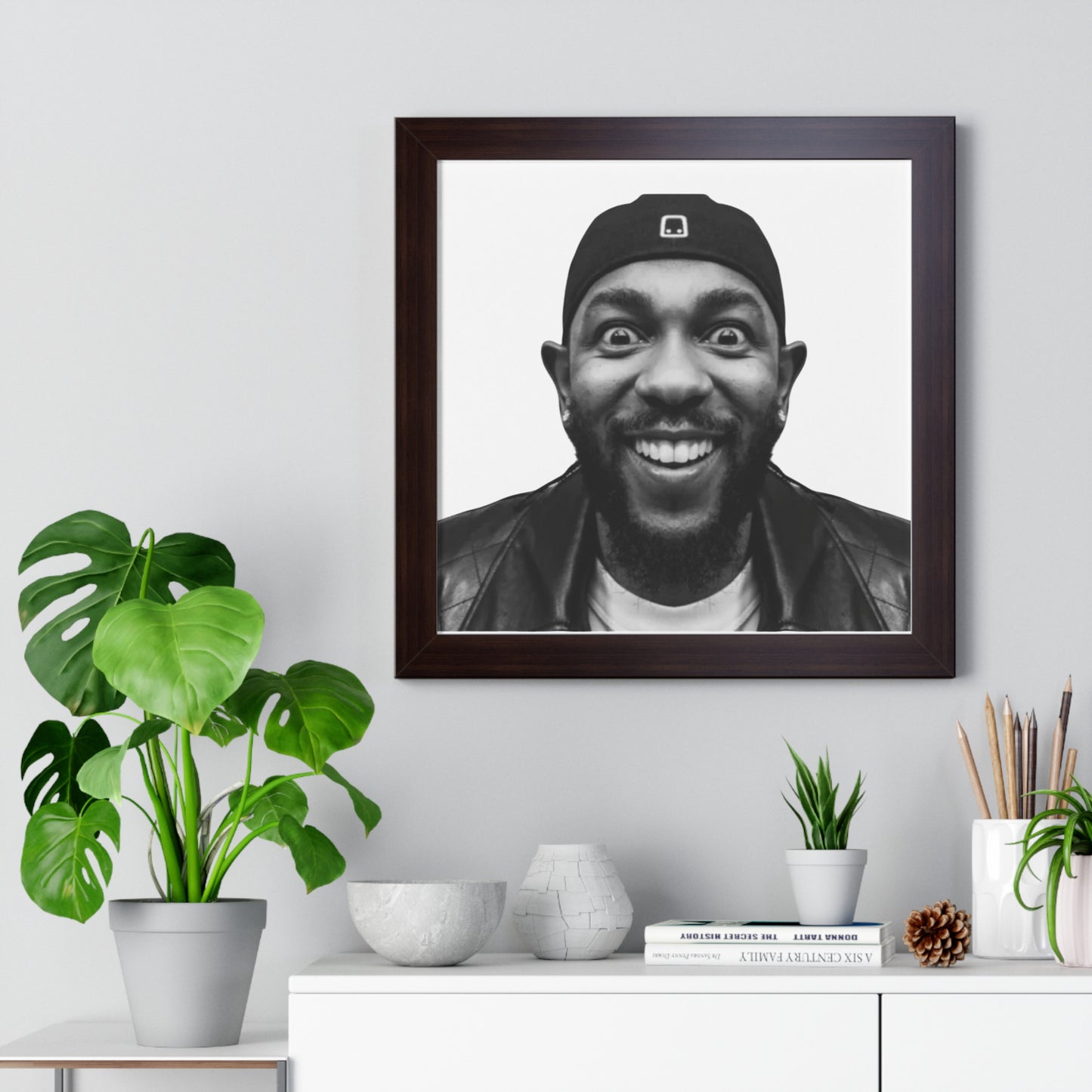 Kendrick Lamar Meme Face Mustard - Framed Poster
