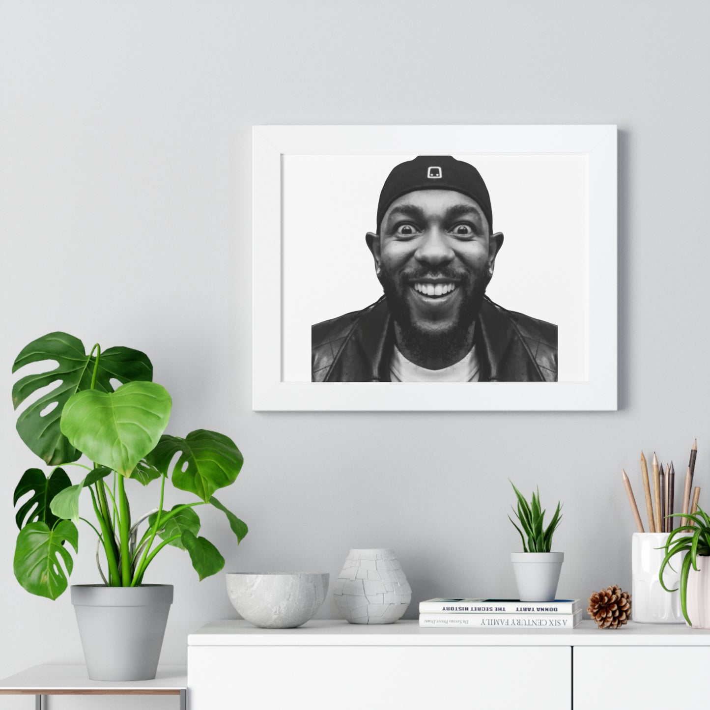 Kendrick Lamar Meme Face Mustard - Framed Poster