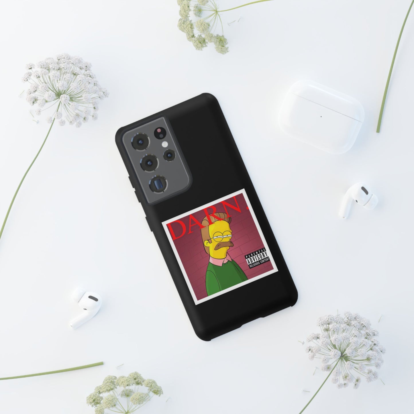 Kendrick Lamar X Simpsons "DARN" Ned Flanders Tough Phone Case – Funny Rap Mashup Cover for iPhone, Samsung, & More