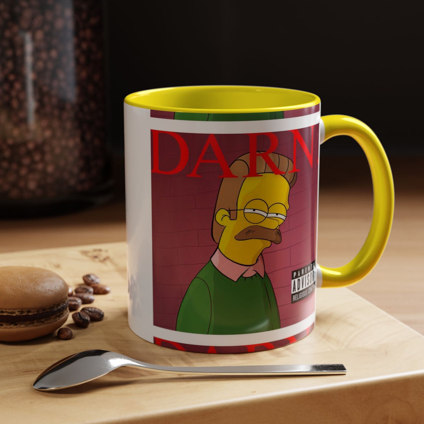 Kendrick Lamar x Simpsons "DARN" Ned Flanders Mashup Mug – Funny Hip Hop Accent Coffee Cup – 11oz & 15oz