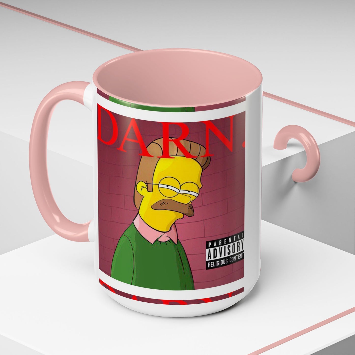 Kendrick Lamar x Simpsons "DARN" Ned Flanders Mashup Mug – Funny Hip Hop Accent Coffee Cup – 11oz & 15oz