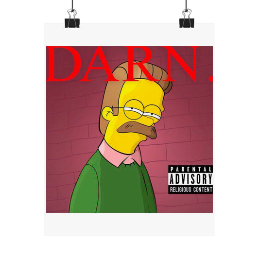 Kendrick Lamar x Simpsons “DARN” Poster – Funny Ned Flanders Mashup Wall Art – Matte Print for Music & Pop Culture Fans