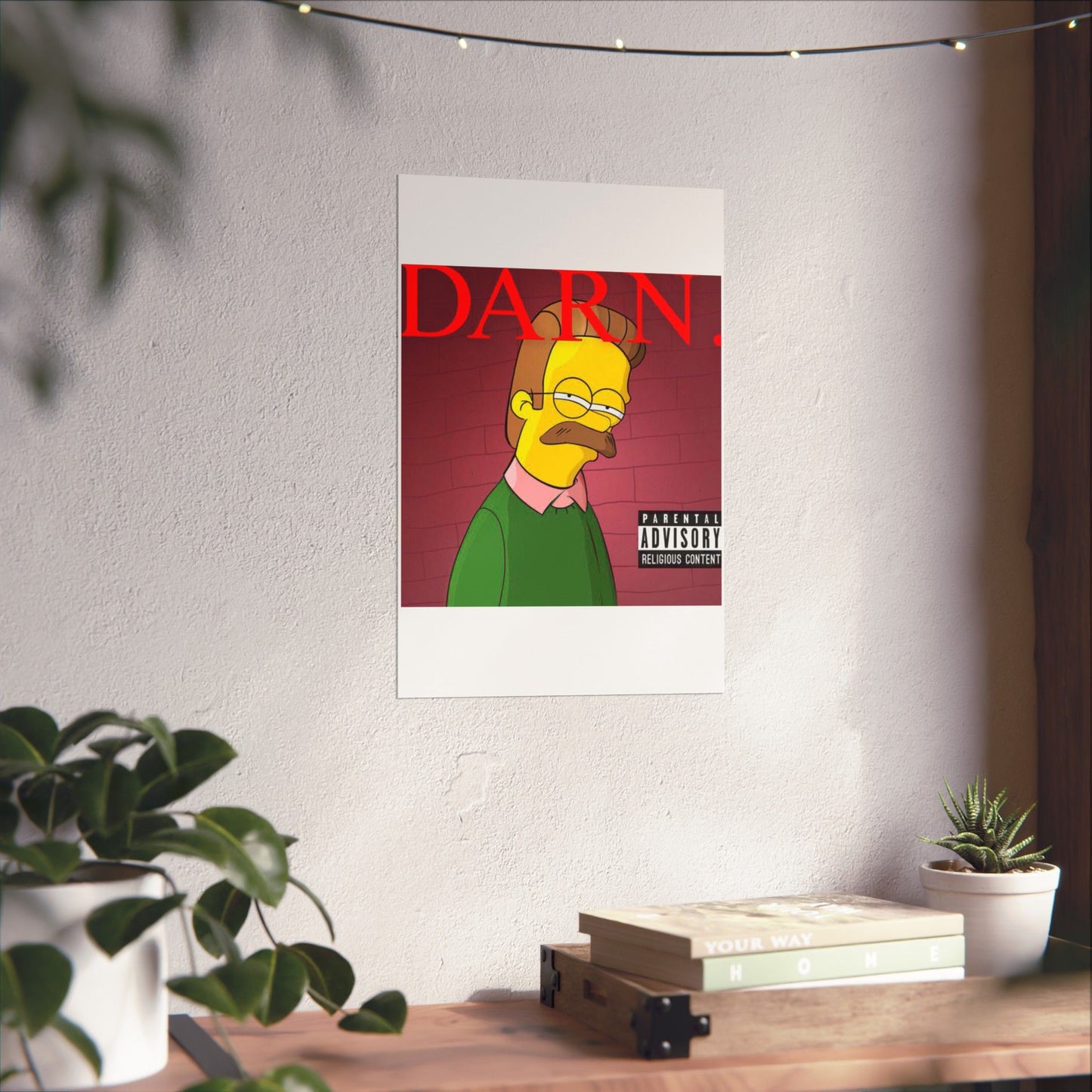 Kendrick Lamar x Simpsons “DARN” Poster – Funny Ned Flanders Mashup Wall Art – Matte Print for Music & Pop Culture Fans
