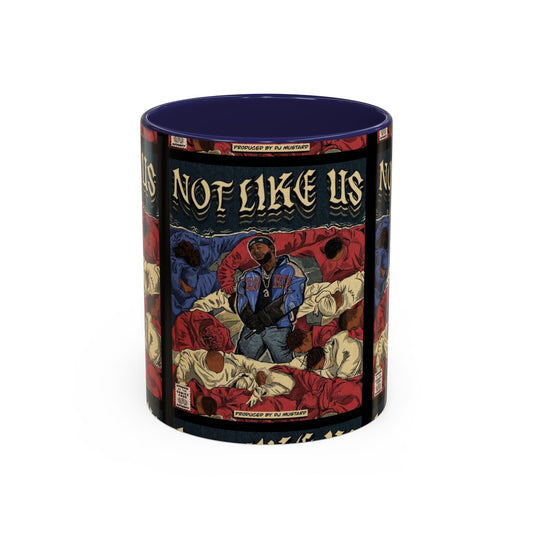 Kendrick Lamar "Not Like Us" Comic Mug – Hip-Hop Coffee Cup, Rap Art Gift, Color Accent Ceramic