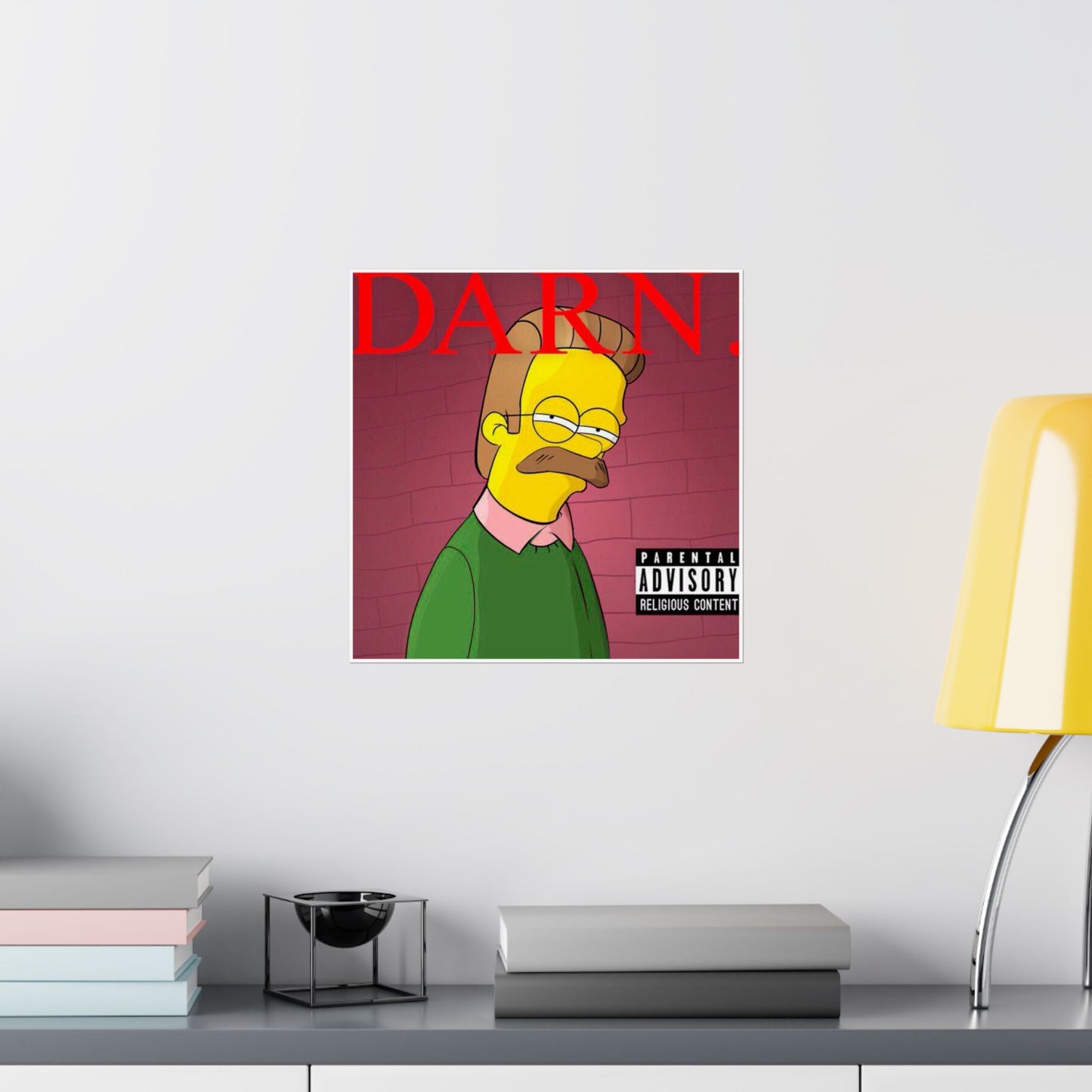 Kendrick Lamar x Simpsons “DARN” Poster – Funny Ned Flanders Mashup Wall Art – Matte Print for Music & Pop Culture Fans