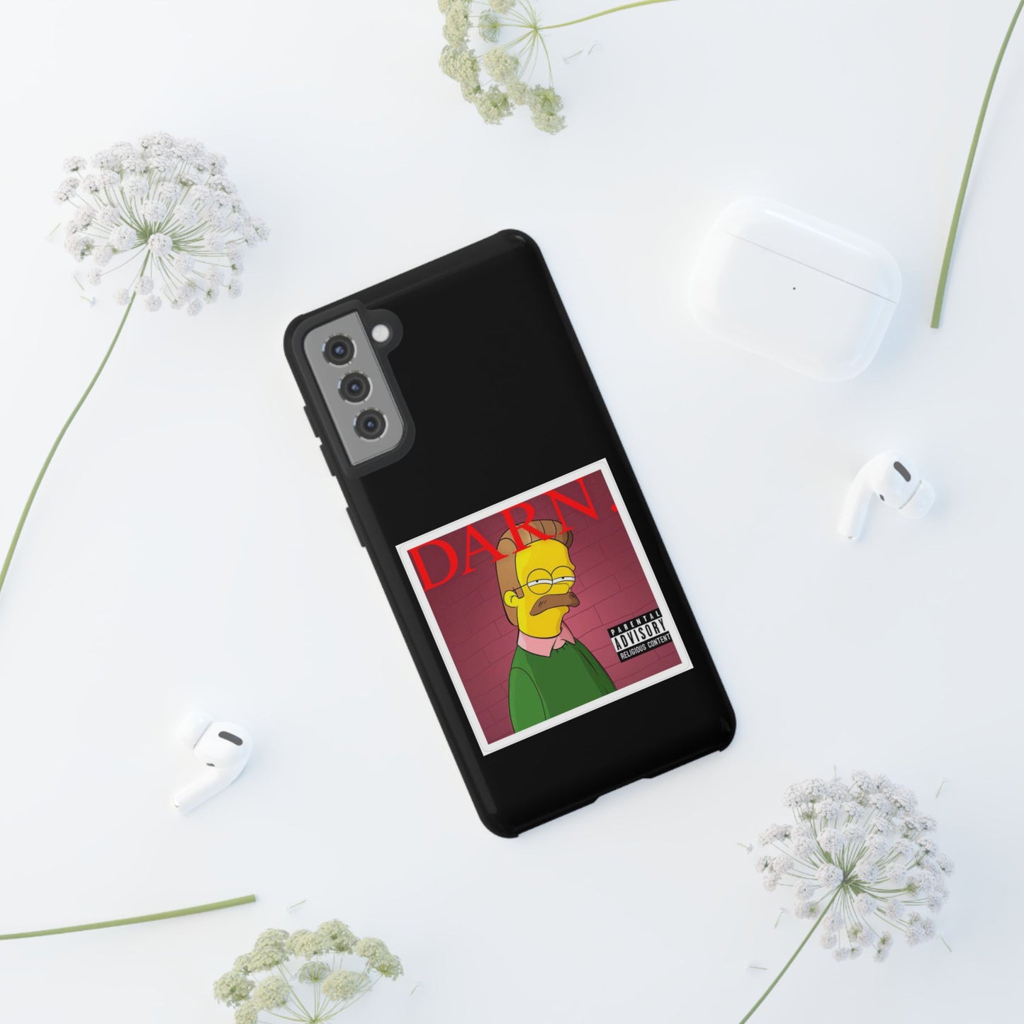 Kendrick Lamar X Simpsons "DARN" Ned Flanders Tough Phone Case – Funny Rap Mashup Cover for iPhone, Samsung, & More