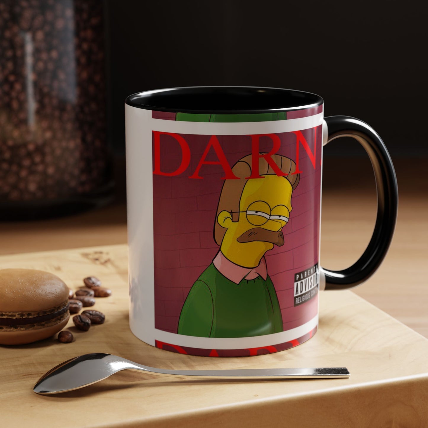 Kendrick Lamar x Simpsons "DARN" Ned Flanders Mashup Mug – Funny Hip Hop Accent Coffee Cup – 11oz & 15oz