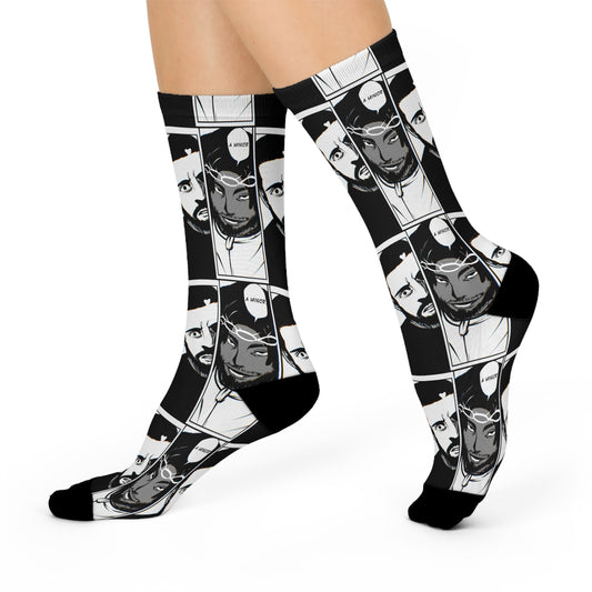 Kendrick Lamar Drake Anime Battle - Crew Socks - Black Pattern