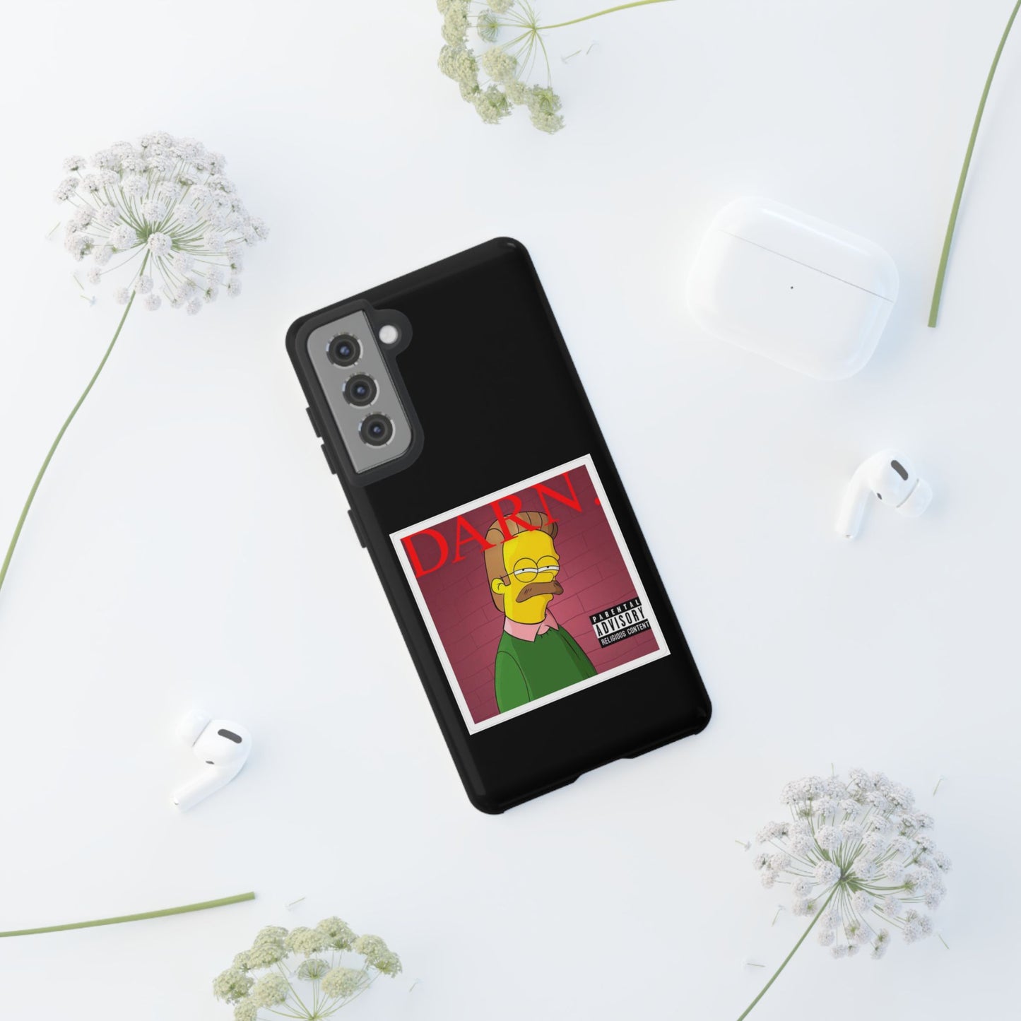 Kendrick Lamar X Simpsons "DARN" Ned Flanders Tough Phone Case – Funny Rap Mashup Cover for iPhone, Samsung, & More