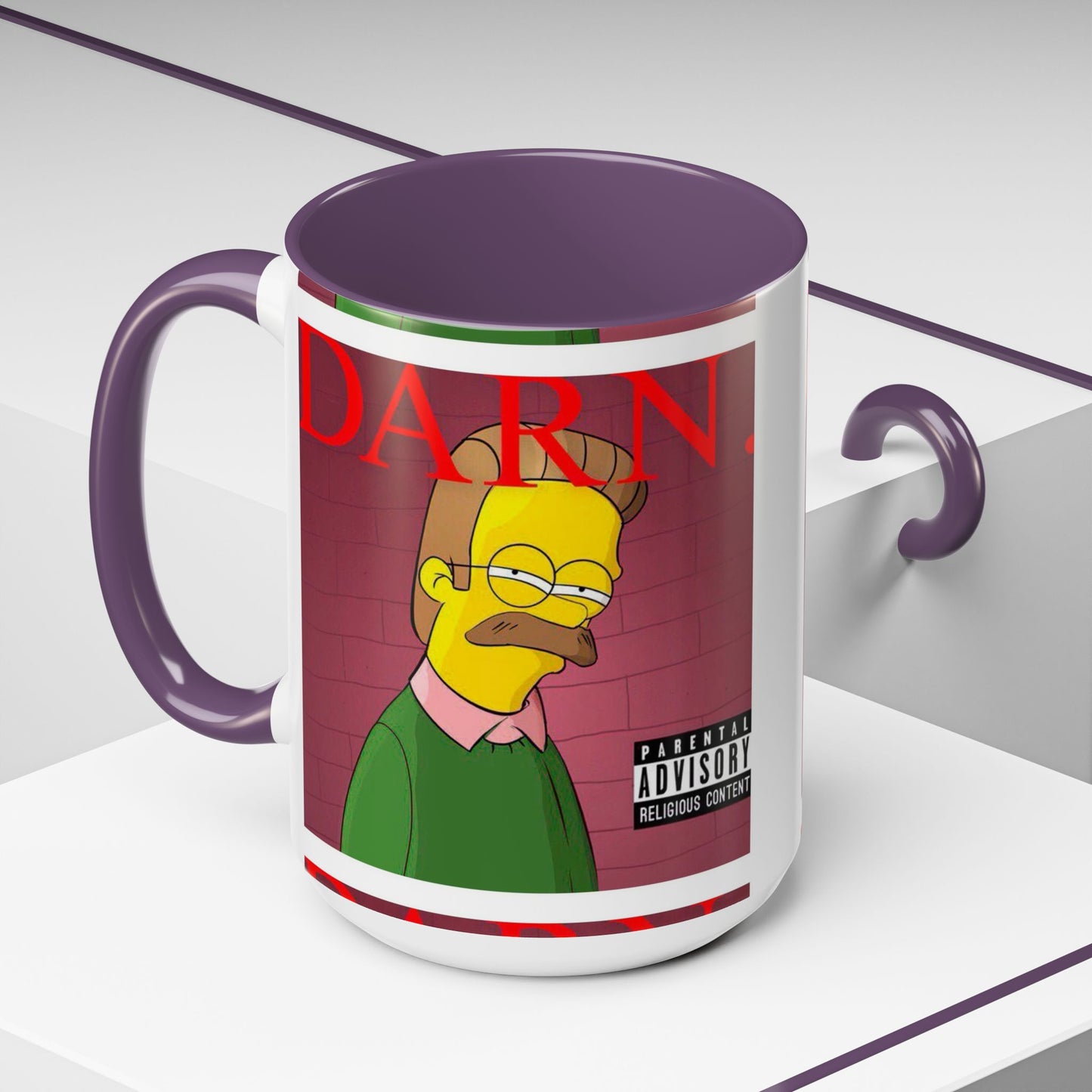 Kendrick Lamar x Simpsons "DARN" Ned Flanders Mashup Mug – Funny Hip Hop Accent Coffee Cup – 11oz & 15oz