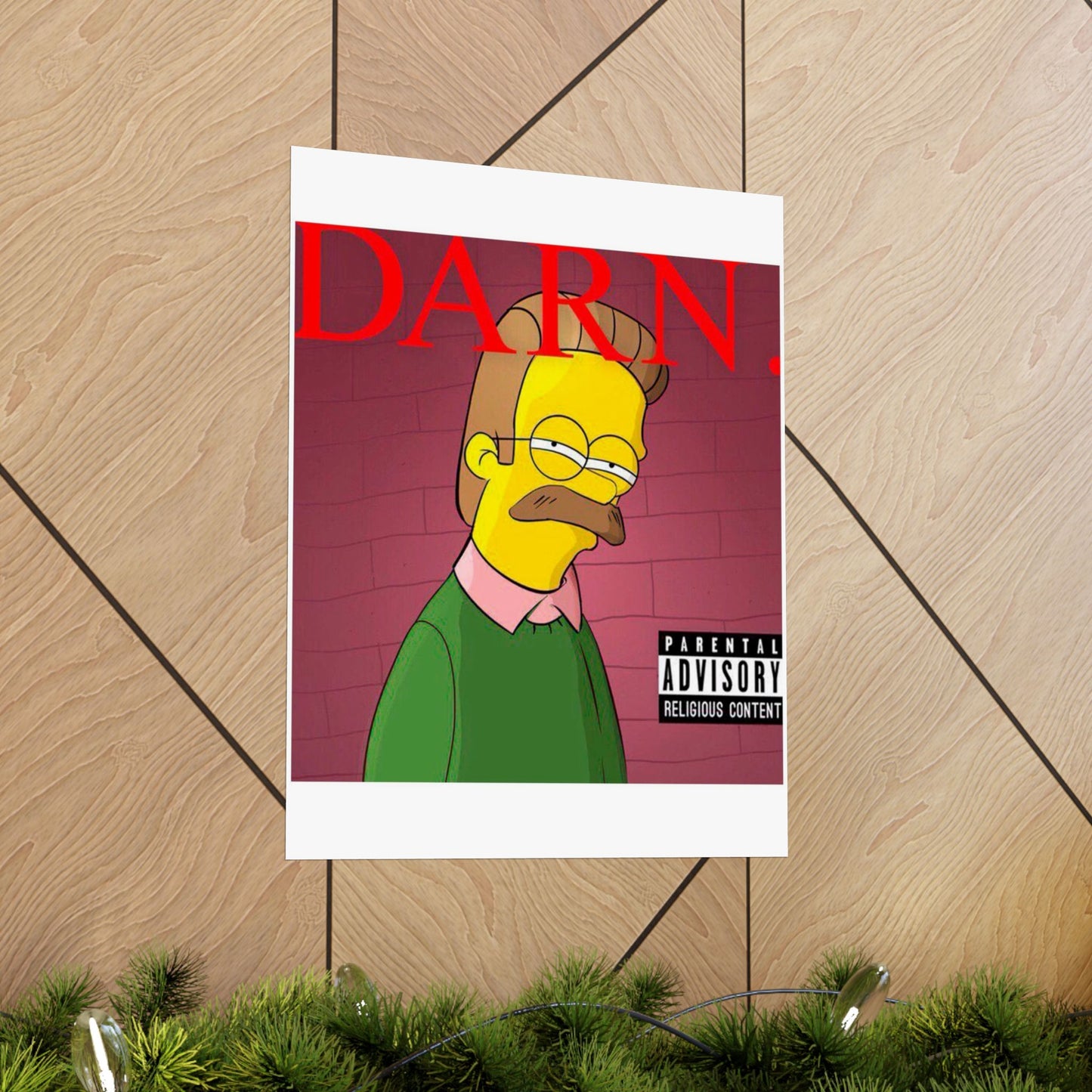 Kendrick Lamar x Simpsons “DARN” Poster – Funny Ned Flanders Mashup Wall Art – Matte Print for Music & Pop Culture Fans