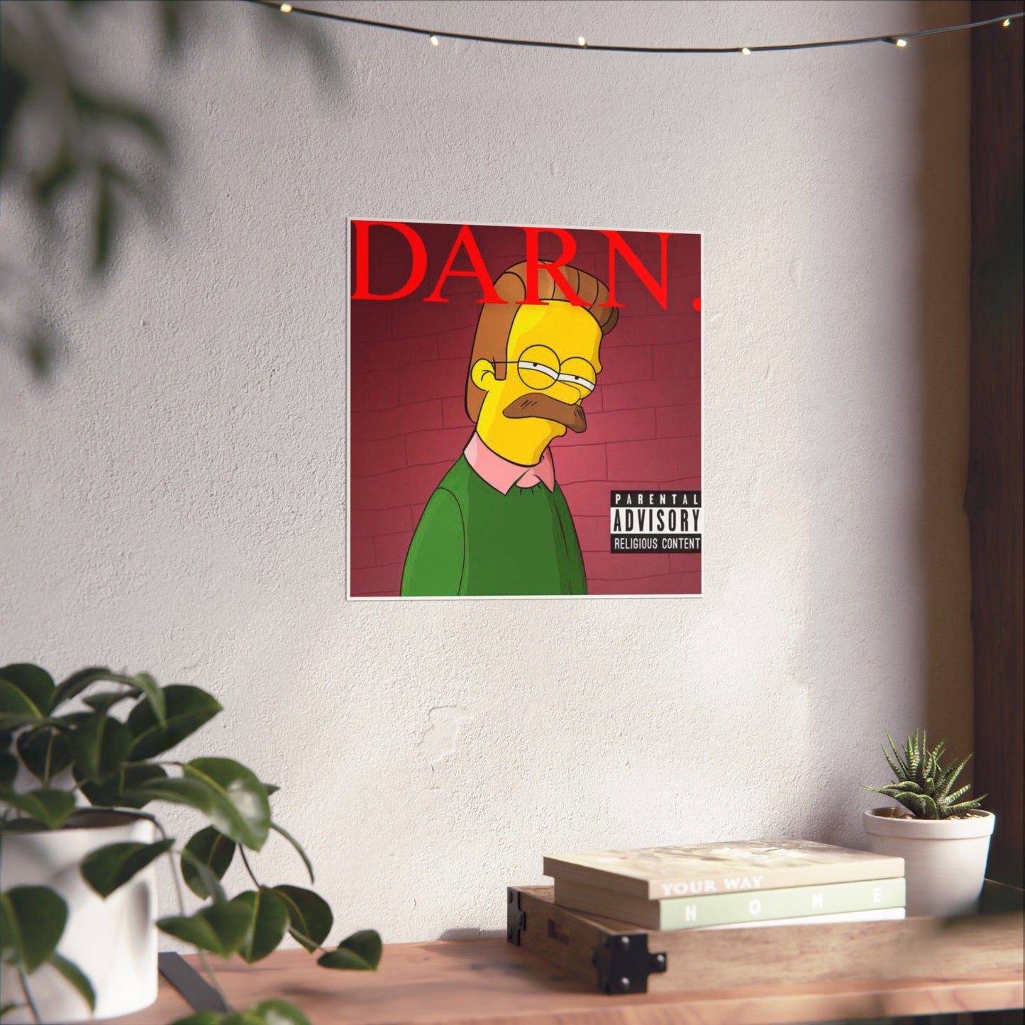 Kendrick Lamar x Simpsons “DARN” Poster – Funny Ned Flanders Mashup Wall Art – Matte Print for Music & Pop Culture Fans