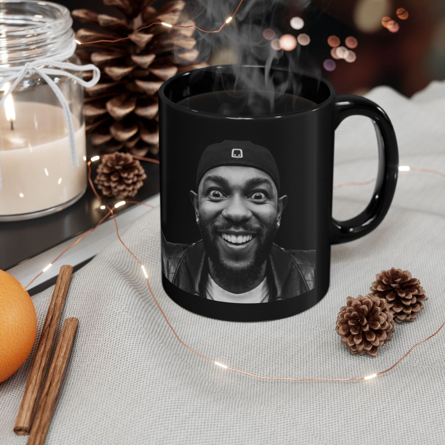 Kendrick Lamar Meme Face Mustard - Mug, Black