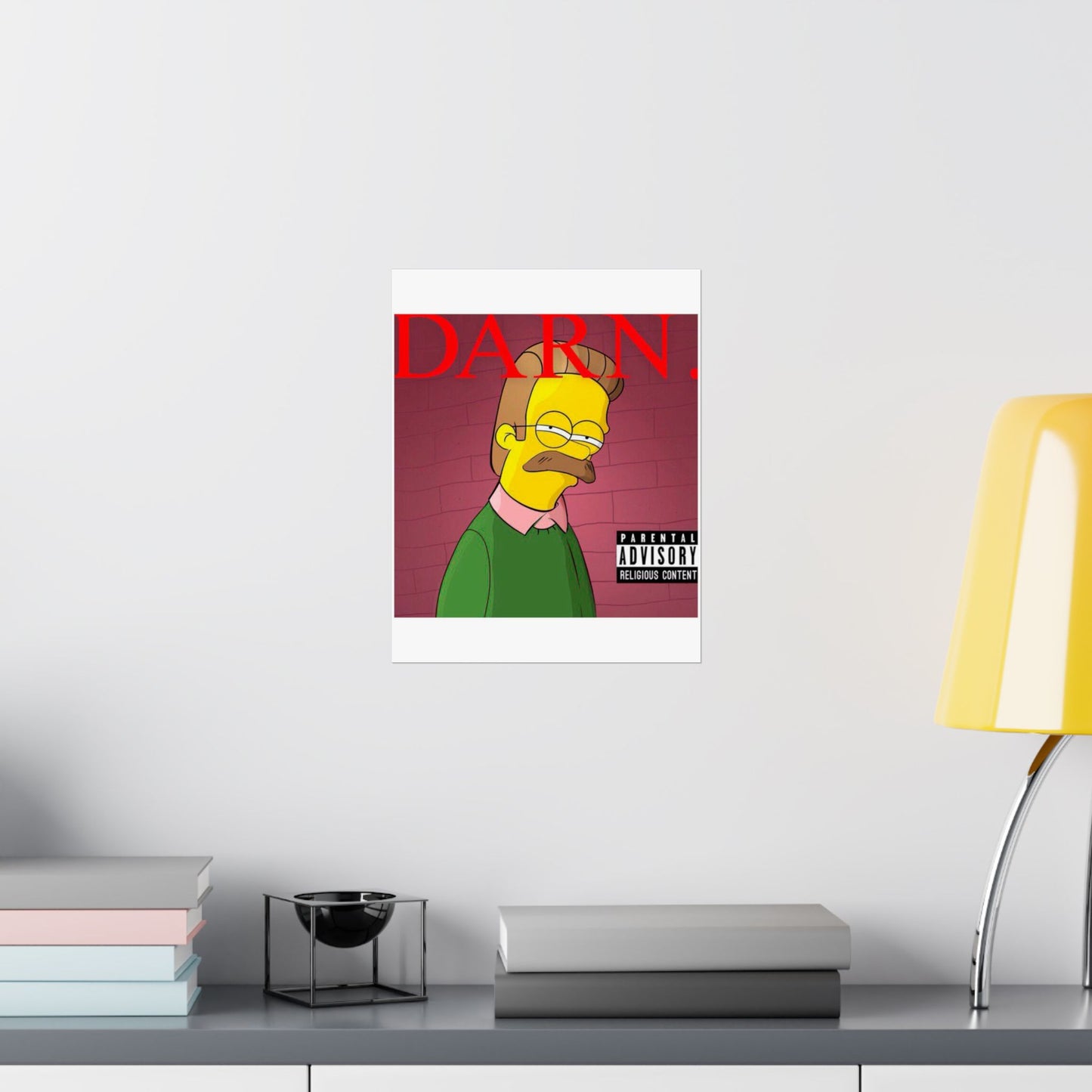 Kendrick Lamar x Simpsons “DARN” Poster – Funny Ned Flanders Mashup Wall Art – Matte Print for Music & Pop Culture Fans