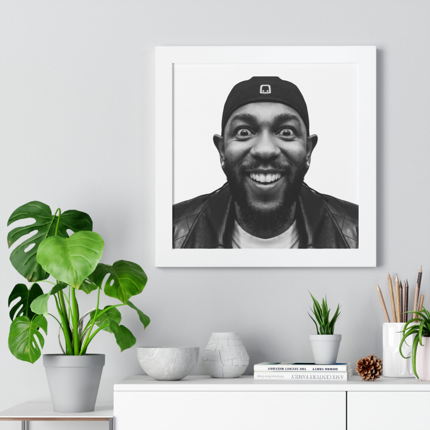Kendrick Lamar Meme Face Mustard - Framed Poster