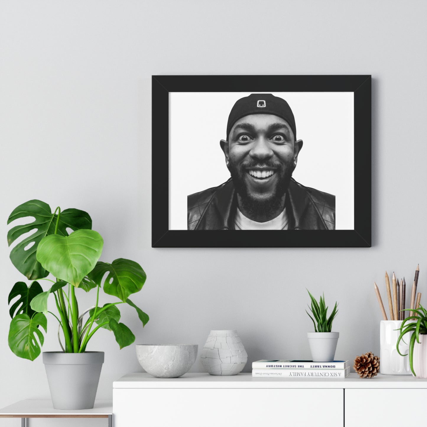 Kendrick Lamar Meme Face Mustard - Framed Poster