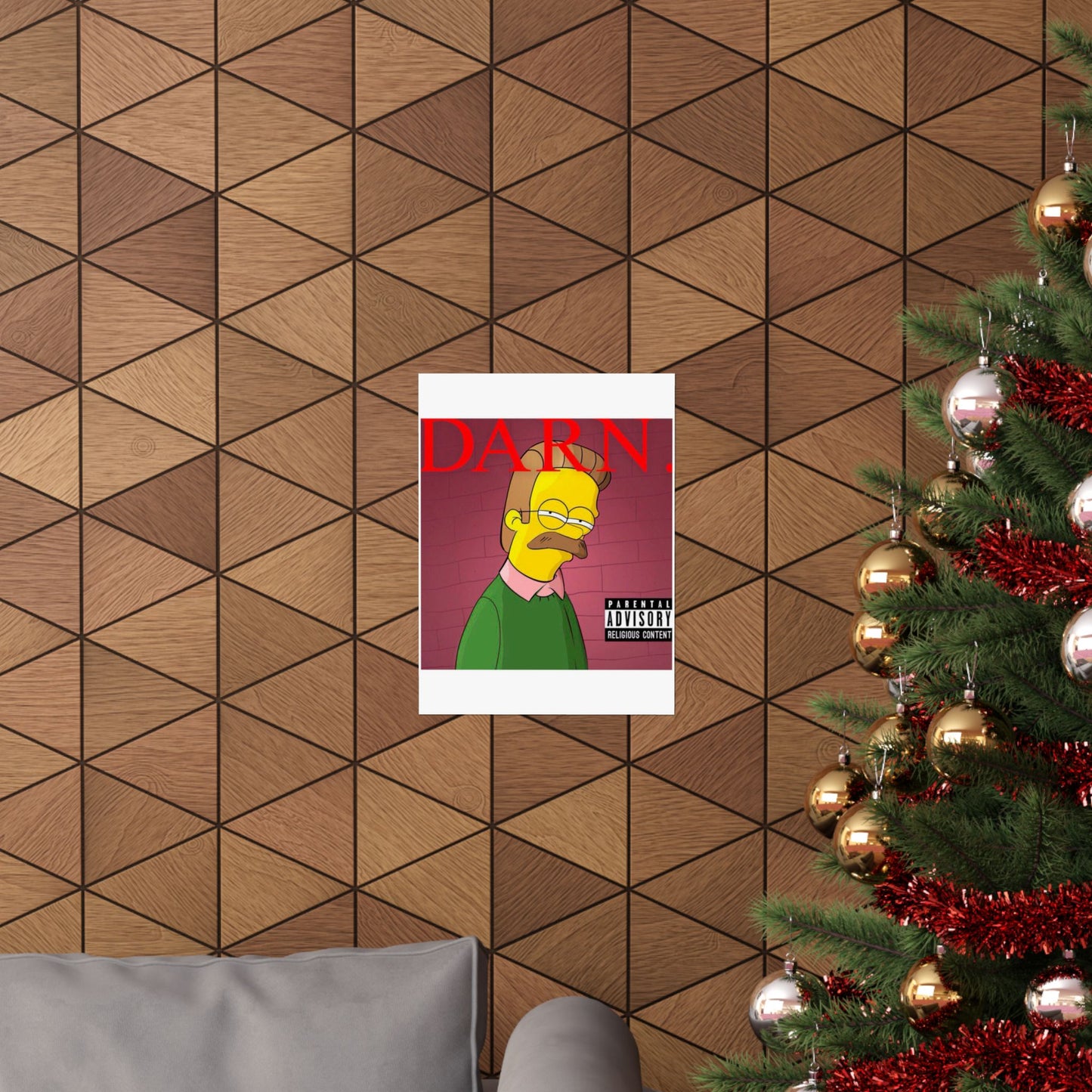 Kendrick Lamar x Simpsons “DARN” Poster – Funny Ned Flanders Mashup Wall Art – Matte Print for Music & Pop Culture Fans