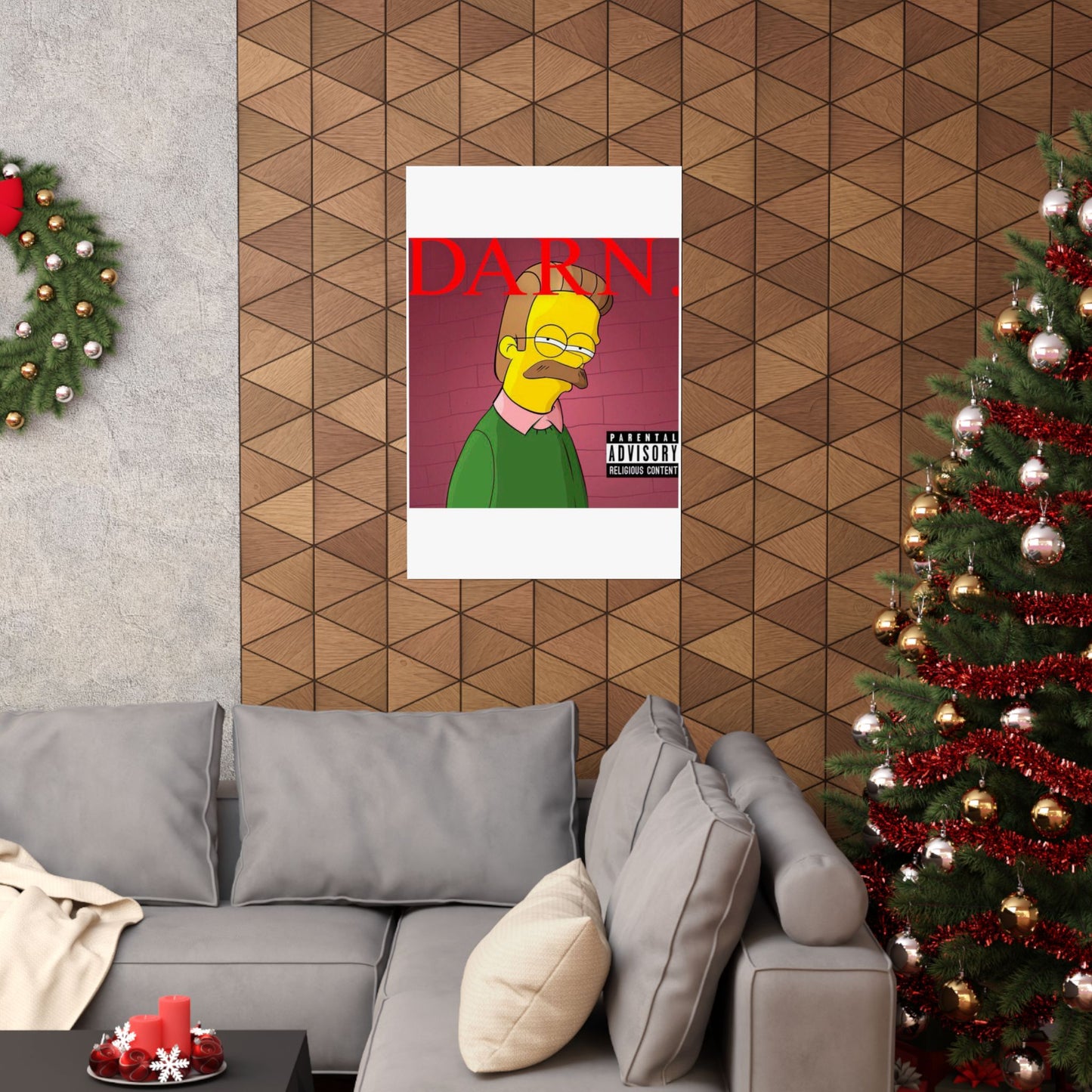 Kendrick Lamar x Simpsons “DARN” Poster – Funny Ned Flanders Mashup Wall Art – Matte Print for Music & Pop Culture Fans
