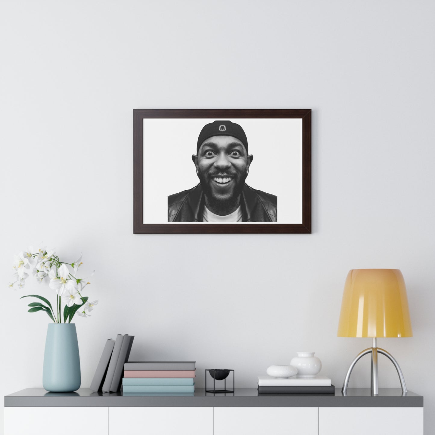 Kendrick Lamar Meme Face Mustard - Framed Poster