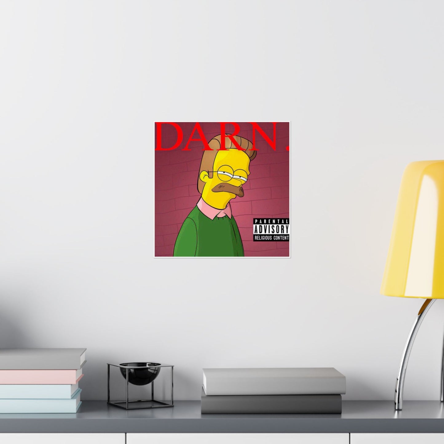 Kendrick Lamar x Simpsons “DARN” Poster – Funny Ned Flanders Mashup Wall Art – Matte Print for Music & Pop Culture Fans