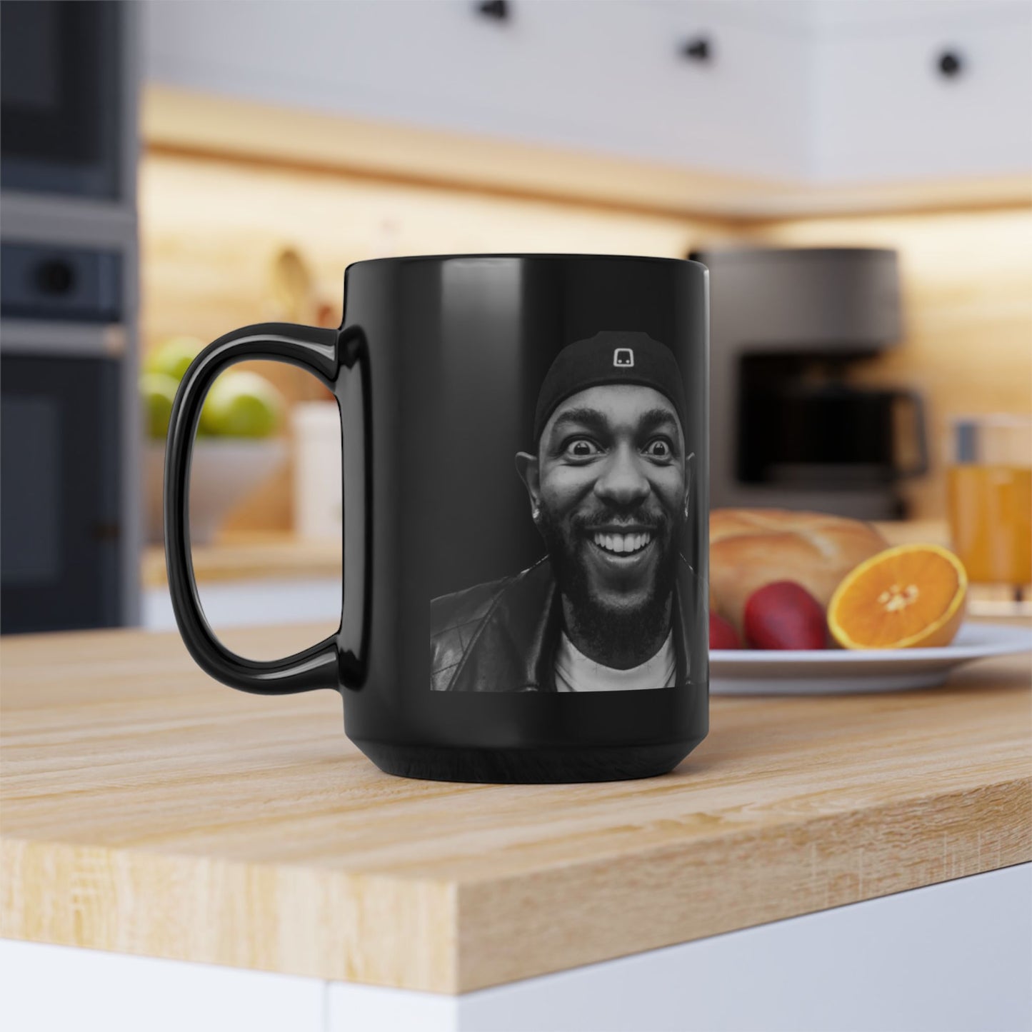 Kendrick Lamar Meme Face Mustard - Mug, Black
