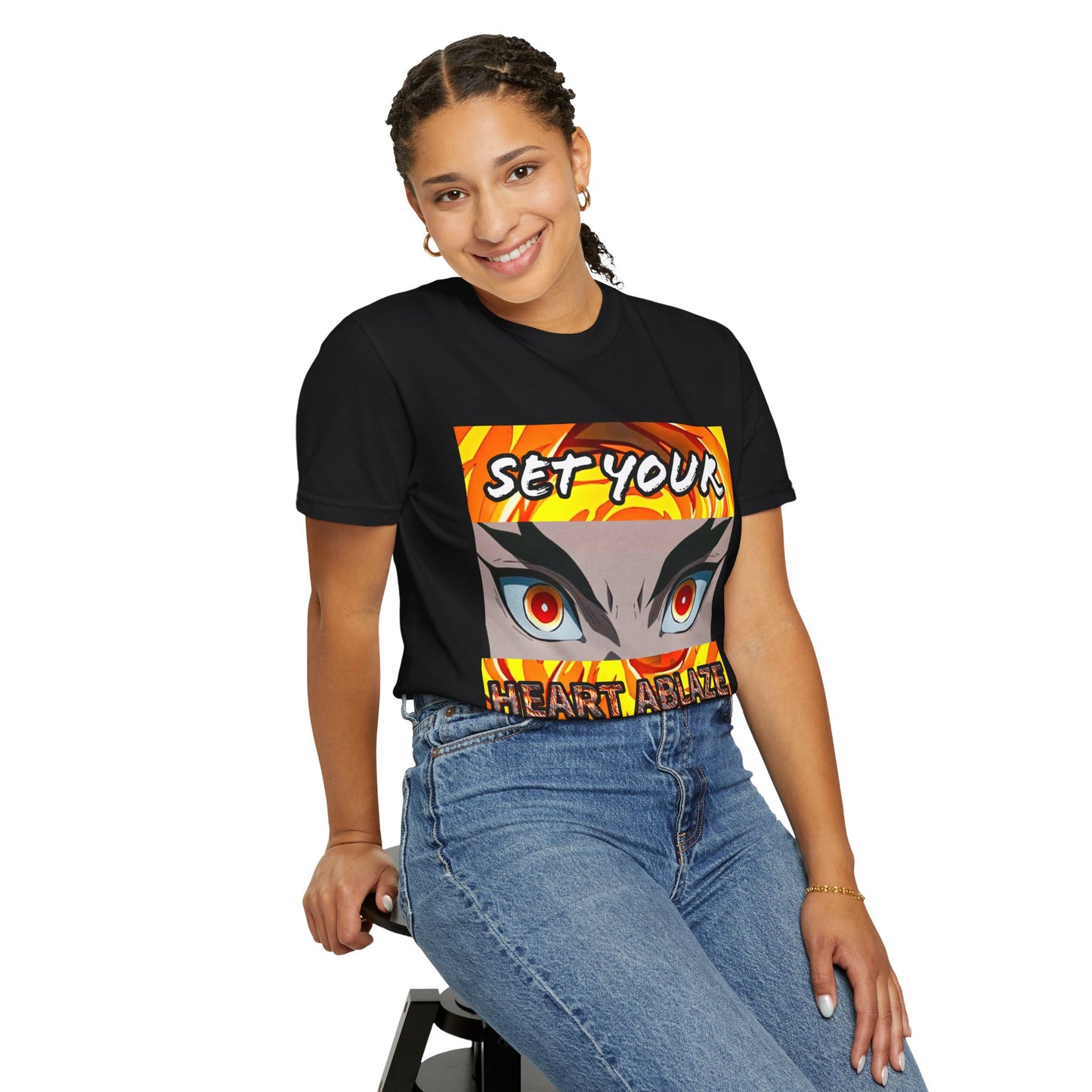 "Set Your Heart Ablaze" Rengoku Demon Slayer T-Shirt - WAS $24.99