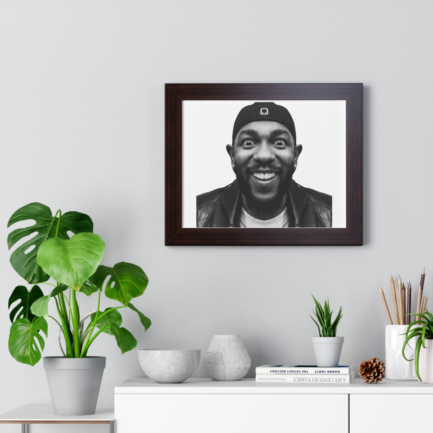 Kendrick Lamar Meme Face Mustard - Framed Poster