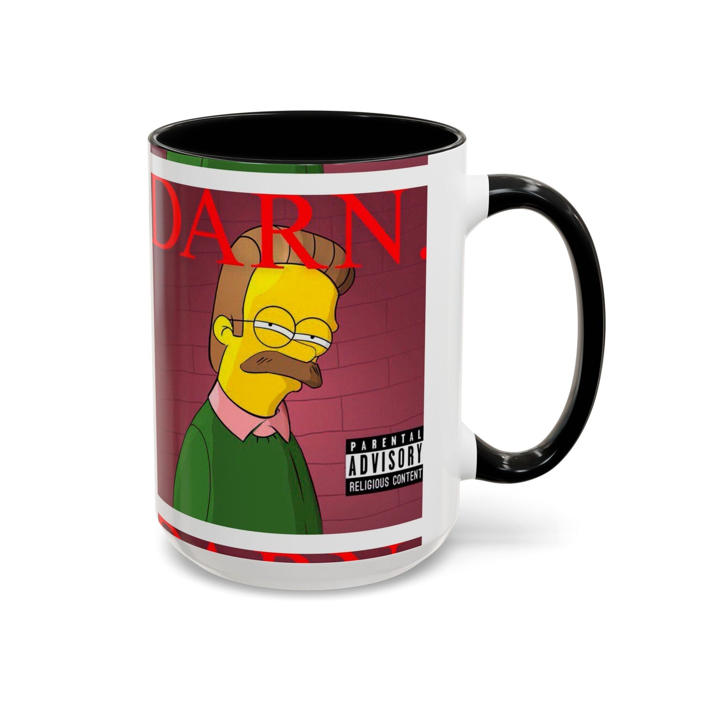 Kendrick Lamar x Simpsons "DARN" Ned Flanders Mashup Mug – Funny Hip Hop Accent Coffee Cup – 11oz & 15oz