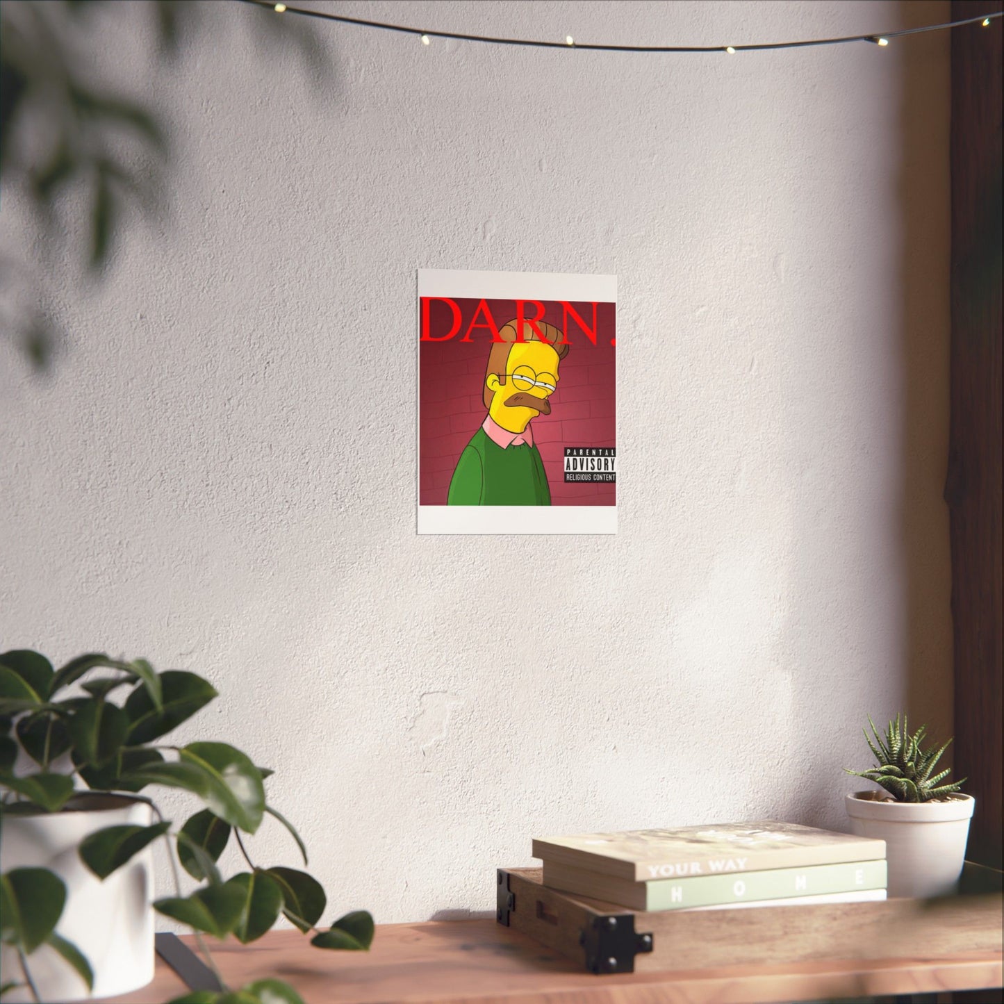 Kendrick Lamar x Simpsons “DARN” Poster – Funny Ned Flanders Mashup Wall Art – Matte Print for Music & Pop Culture Fans
