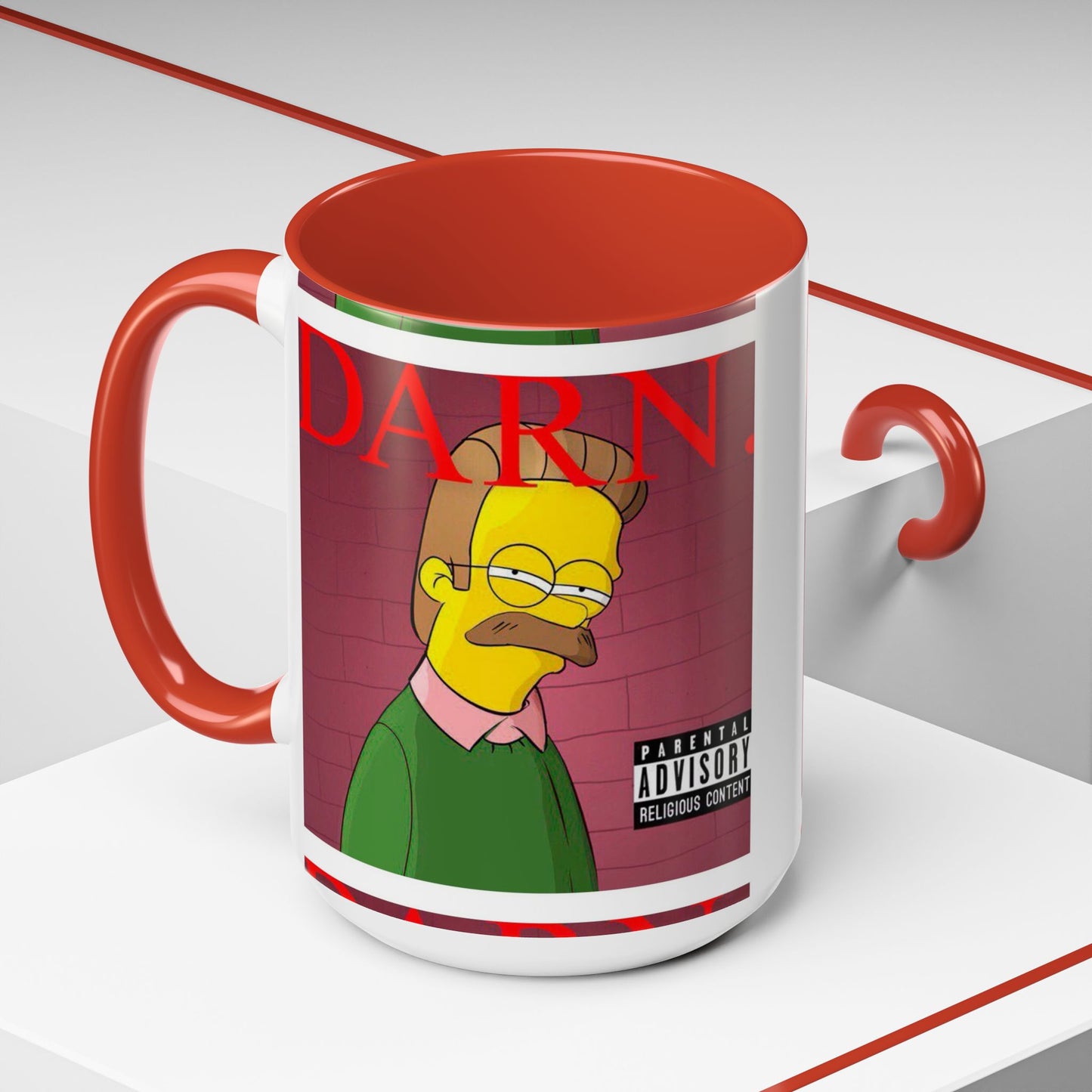 Kendrick Lamar x Simpsons "DARN" Ned Flanders Mashup Mug – Funny Hip Hop Accent Coffee Cup – 11oz & 15oz