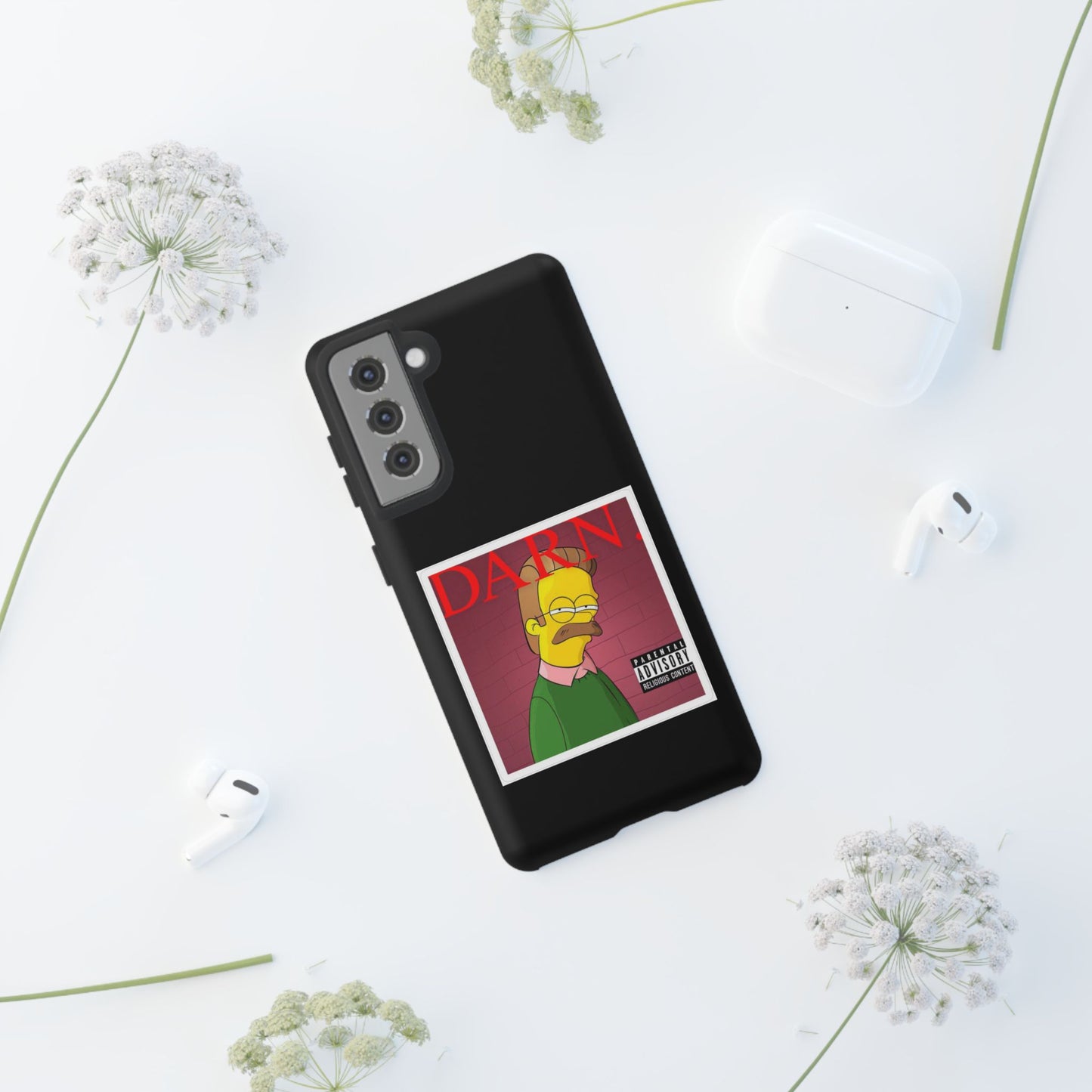 Kendrick Lamar X Simpsons "DARN" Ned Flanders Tough Phone Case – Funny Rap Mashup Cover for iPhone, Samsung, & More