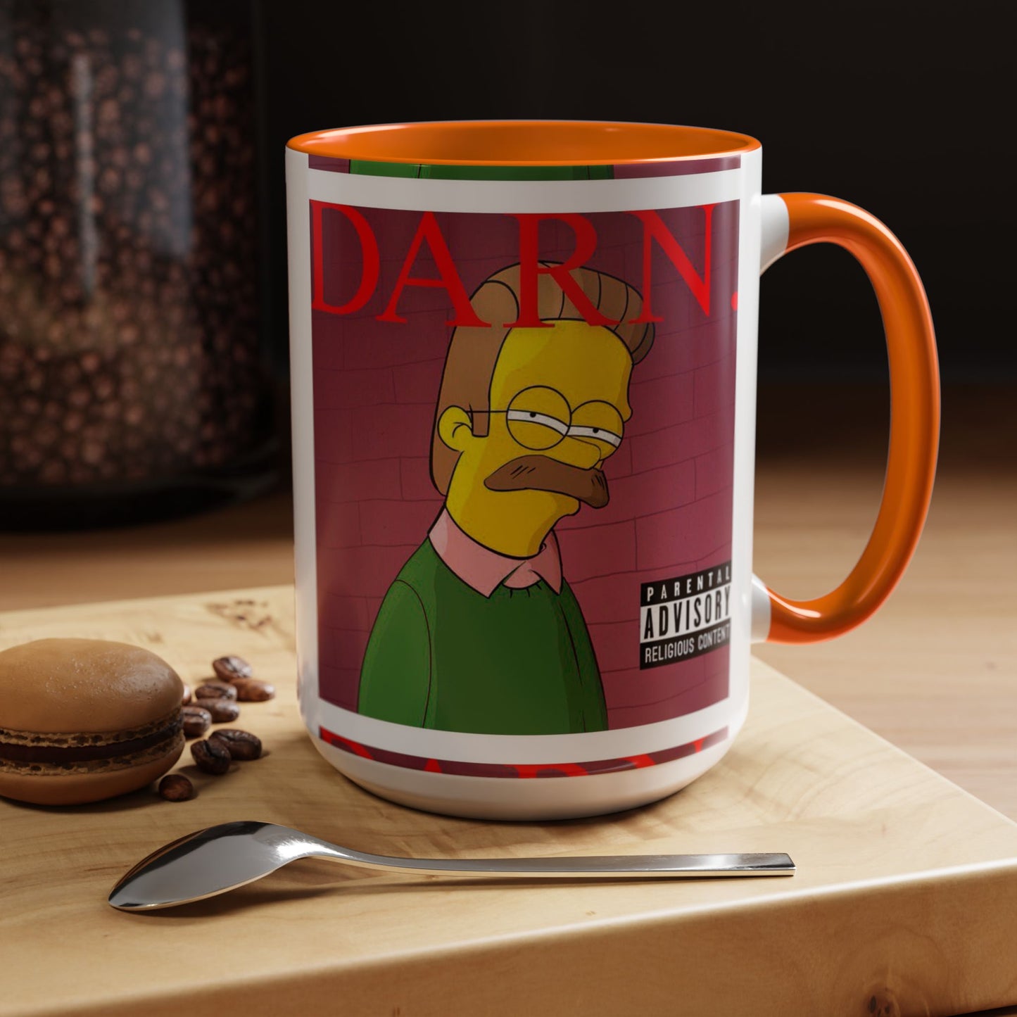 Kendrick Lamar x Simpsons "DARN" Ned Flanders Mashup Mug – Funny Hip Hop Accent Coffee Cup – 11oz & 15oz