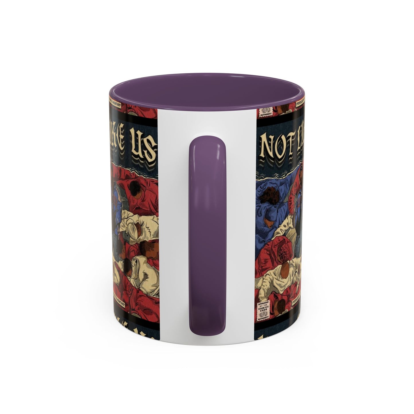Kendrick Lamar "Not Like Us" Comic Mug – Hip-Hop Coffee Cup, Rap Art Gift, Color Accent Ceramic