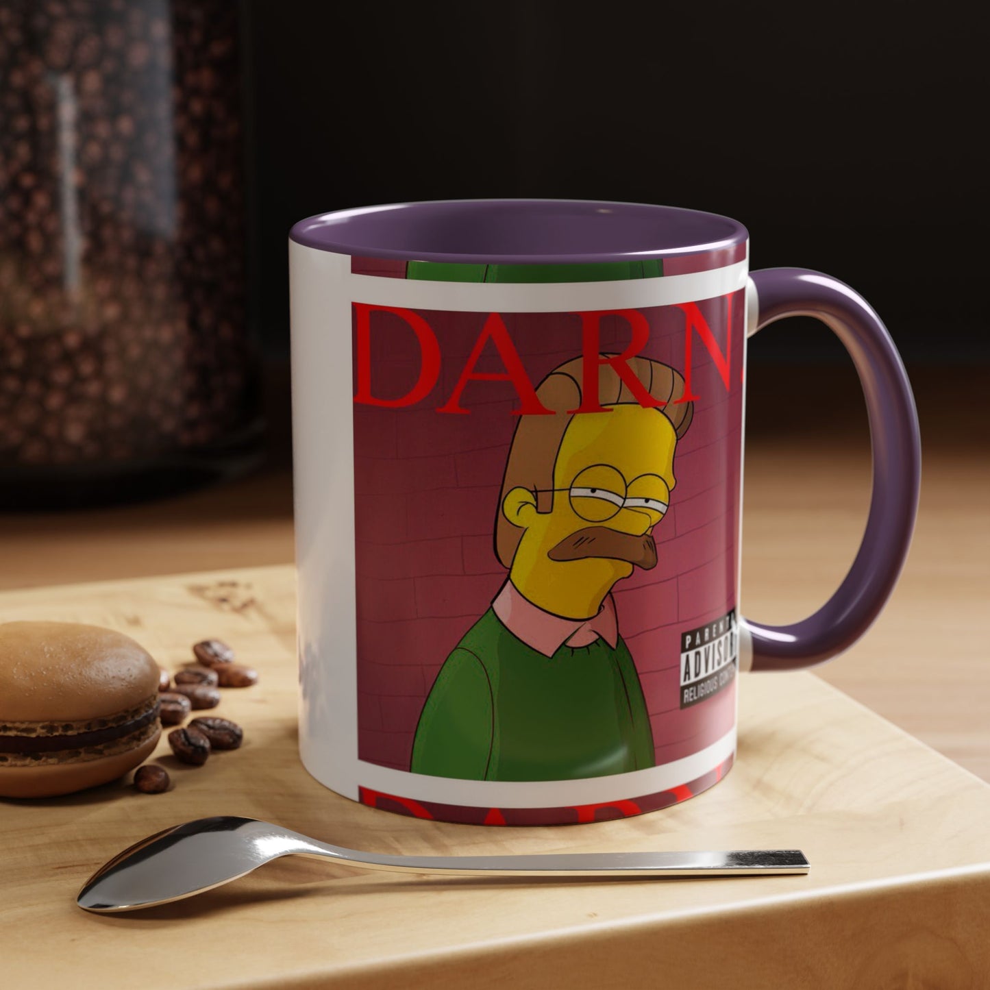 Kendrick Lamar x Simpsons "DARN" Ned Flanders Mashup Mug – Funny Hip Hop Accent Coffee Cup – 11oz & 15oz