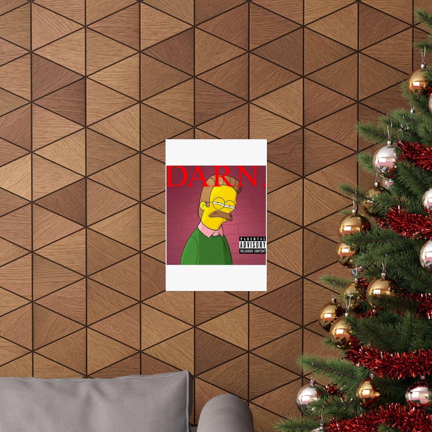 Kendrick Lamar x Simpsons “DARN” Poster – Funny Ned Flanders Mashup Wall Art – Matte Print for Music & Pop Culture Fans