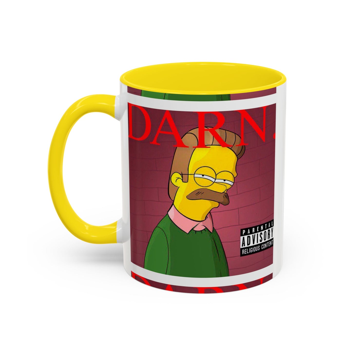 Kendrick Lamar x Simpsons "DARN" Ned Flanders Mashup Mug – Funny Hip Hop Accent Coffee Cup – 11oz & 15oz