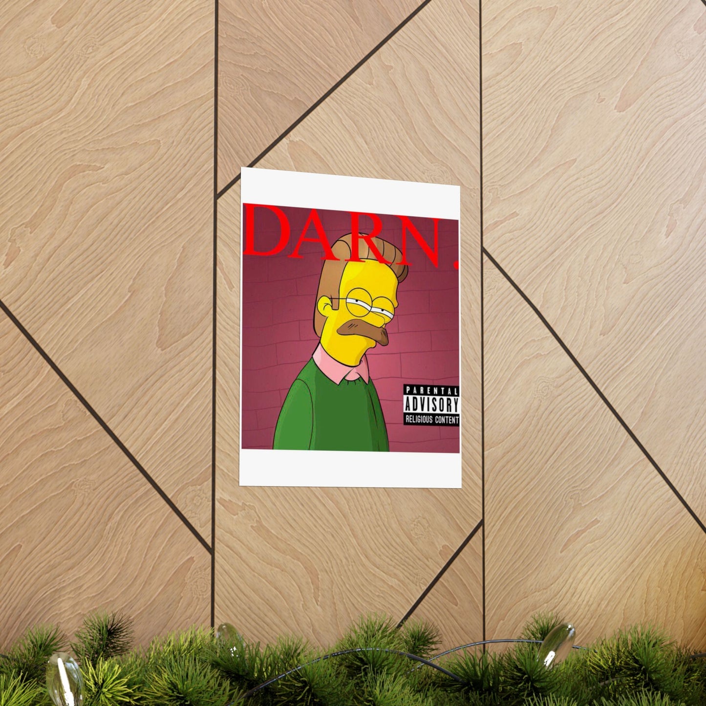 Kendrick Lamar x Simpsons “DARN” Poster – Funny Ned Flanders Mashup Wall Art – Matte Print for Music & Pop Culture Fans