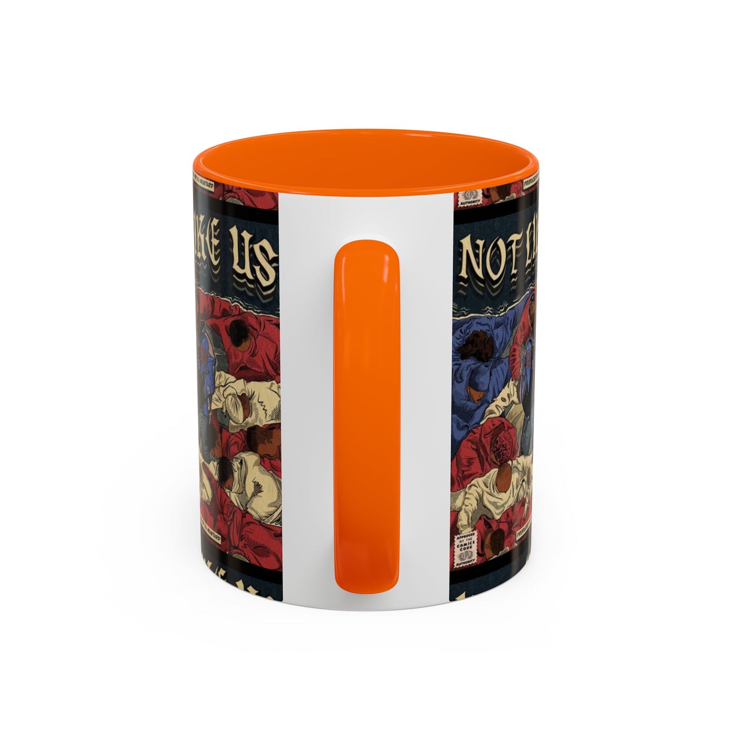 Kendrick Lamar "Not Like Us" Comic Mug – Hip-Hop Coffee Cup, Rap Art Gift, Color Accent Ceramic