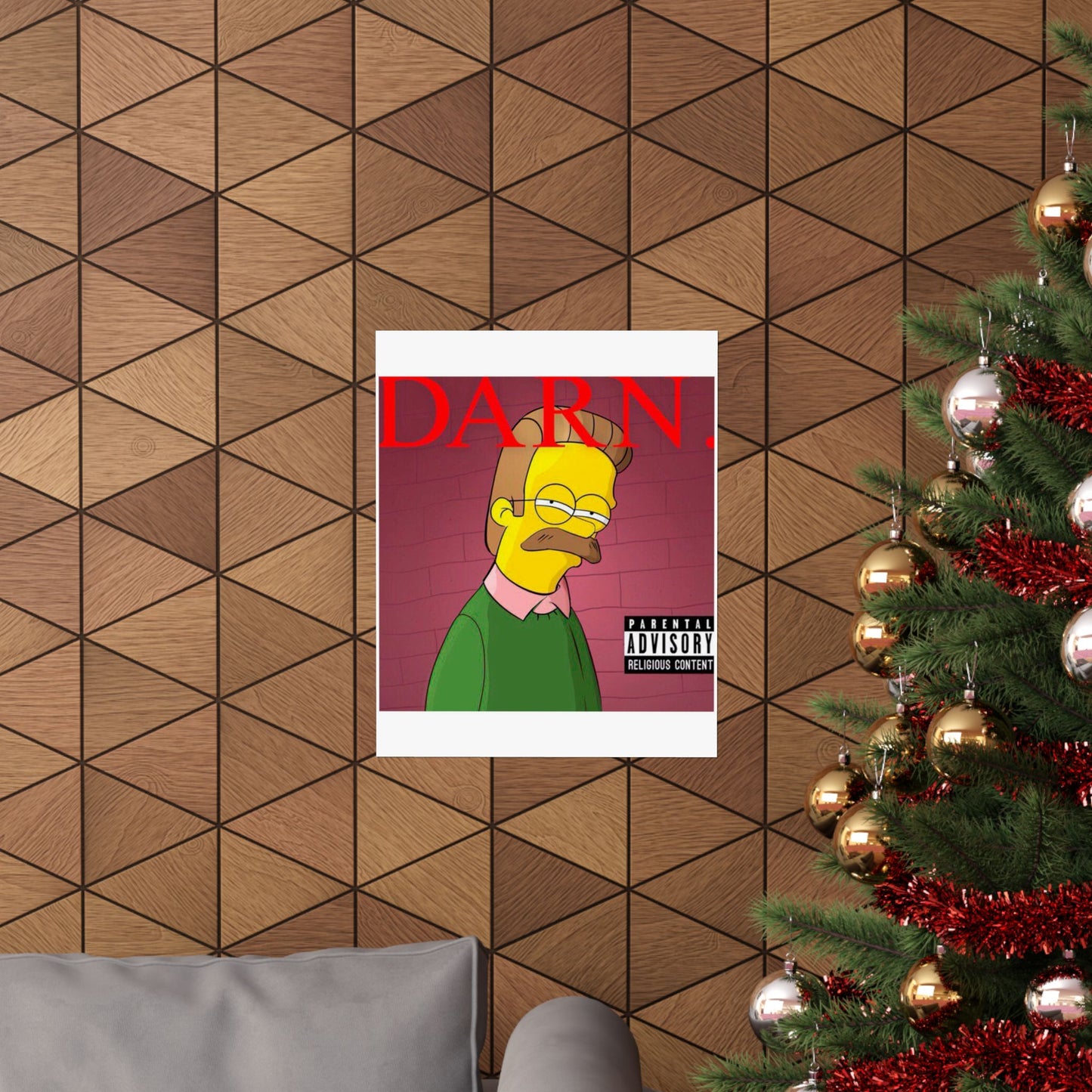 Kendrick Lamar x Simpsons “DARN” Poster – Funny Ned Flanders Mashup Wall Art – Matte Print for Music & Pop Culture Fans