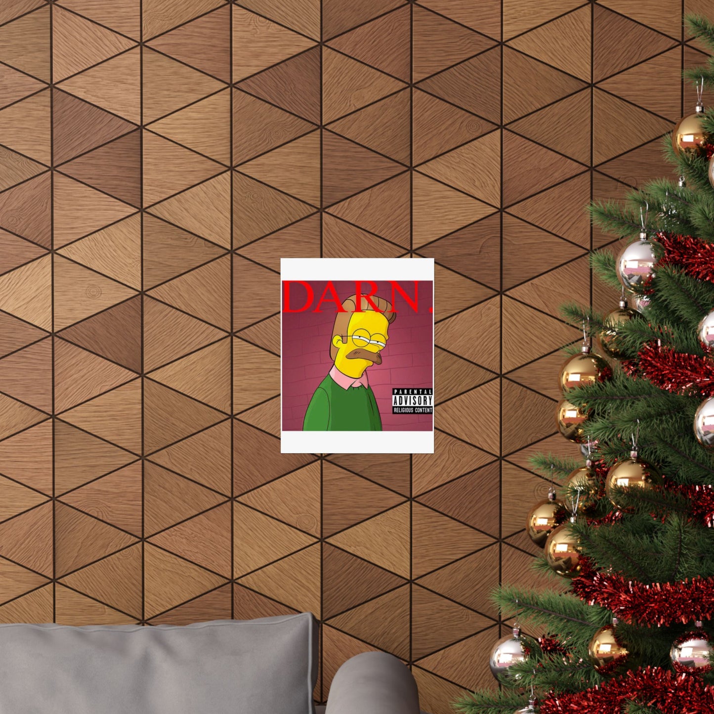 Kendrick Lamar x Simpsons “DARN” Poster – Funny Ned Flanders Mashup Wall Art – Matte Print for Music & Pop Culture Fans
