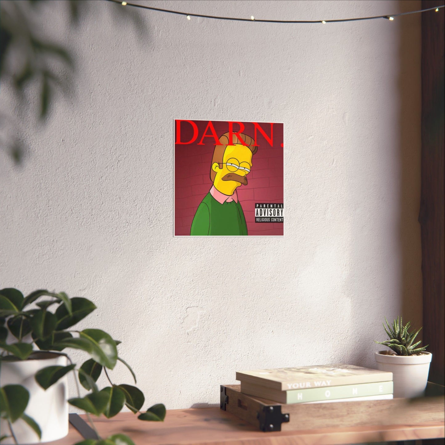 Kendrick Lamar x Simpsons “DARN” Poster – Funny Ned Flanders Mashup Wall Art – Matte Print for Music & Pop Culture Fans