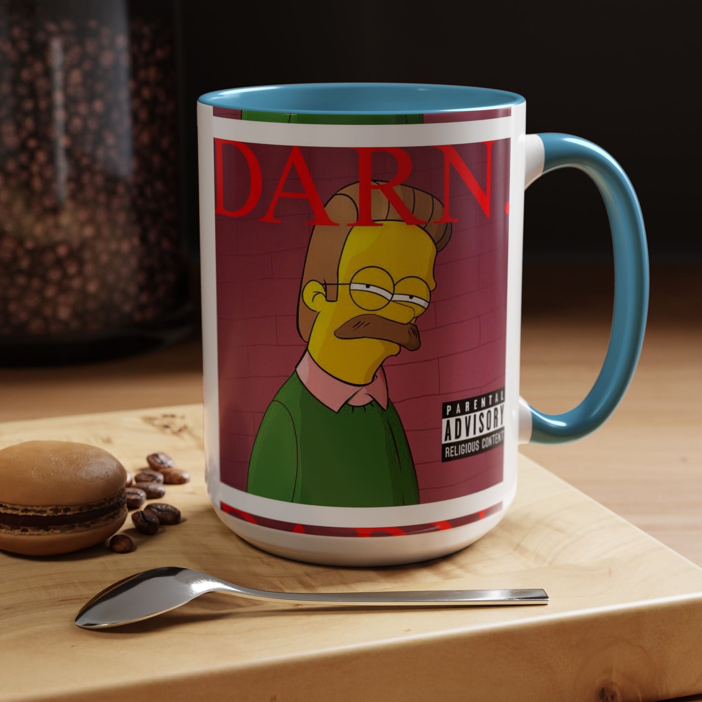 Kendrick Lamar x Simpsons "DARN" Ned Flanders Mashup Mug – Funny Hip Hop Accent Coffee Cup – 11oz & 15oz
