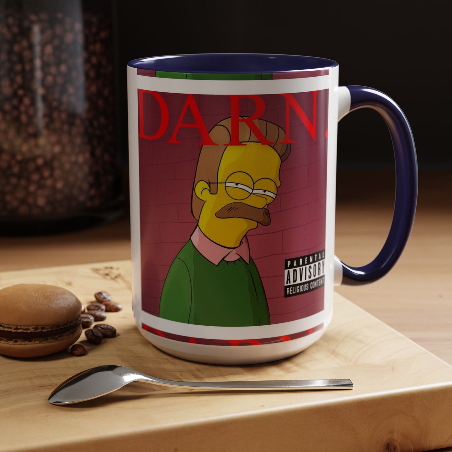 Kendrick Lamar x Simpsons "DARN" Ned Flanders Mashup Mug – Funny Hip Hop Accent Coffee Cup – 11oz & 15oz