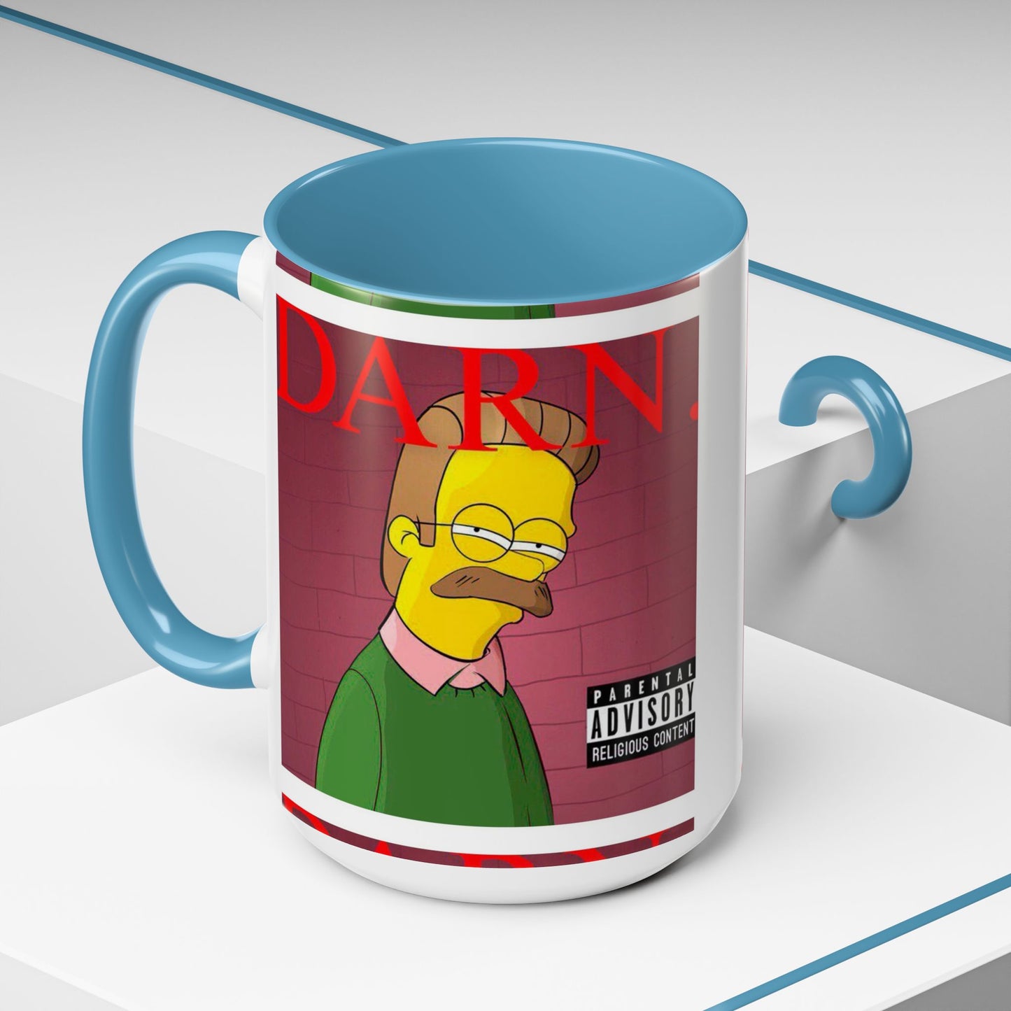 Kendrick Lamar x Simpsons "DARN" Ned Flanders Mashup Mug – Funny Hip Hop Accent Coffee Cup – 11oz & 15oz