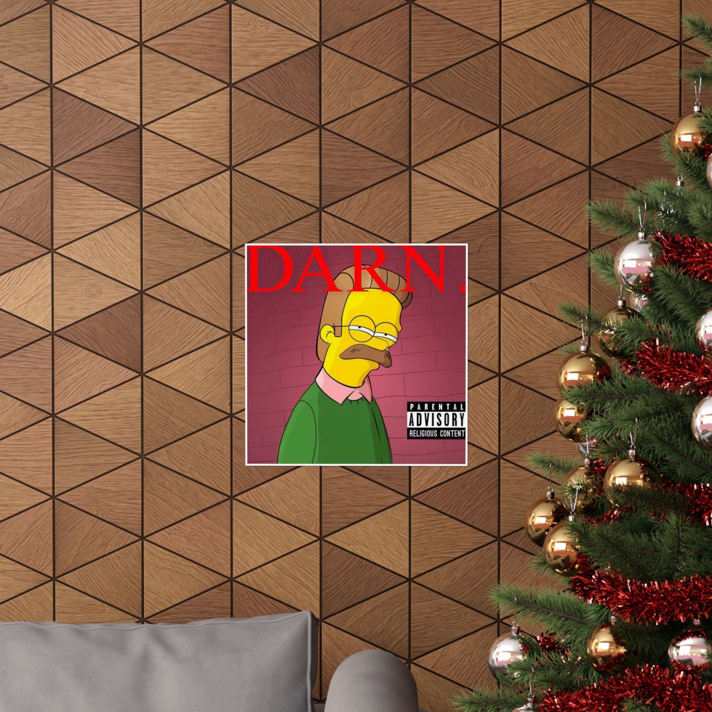 Kendrick Lamar x Simpsons “DARN” Poster – Funny Ned Flanders Mashup Wall Art – Matte Print for Music & Pop Culture Fans