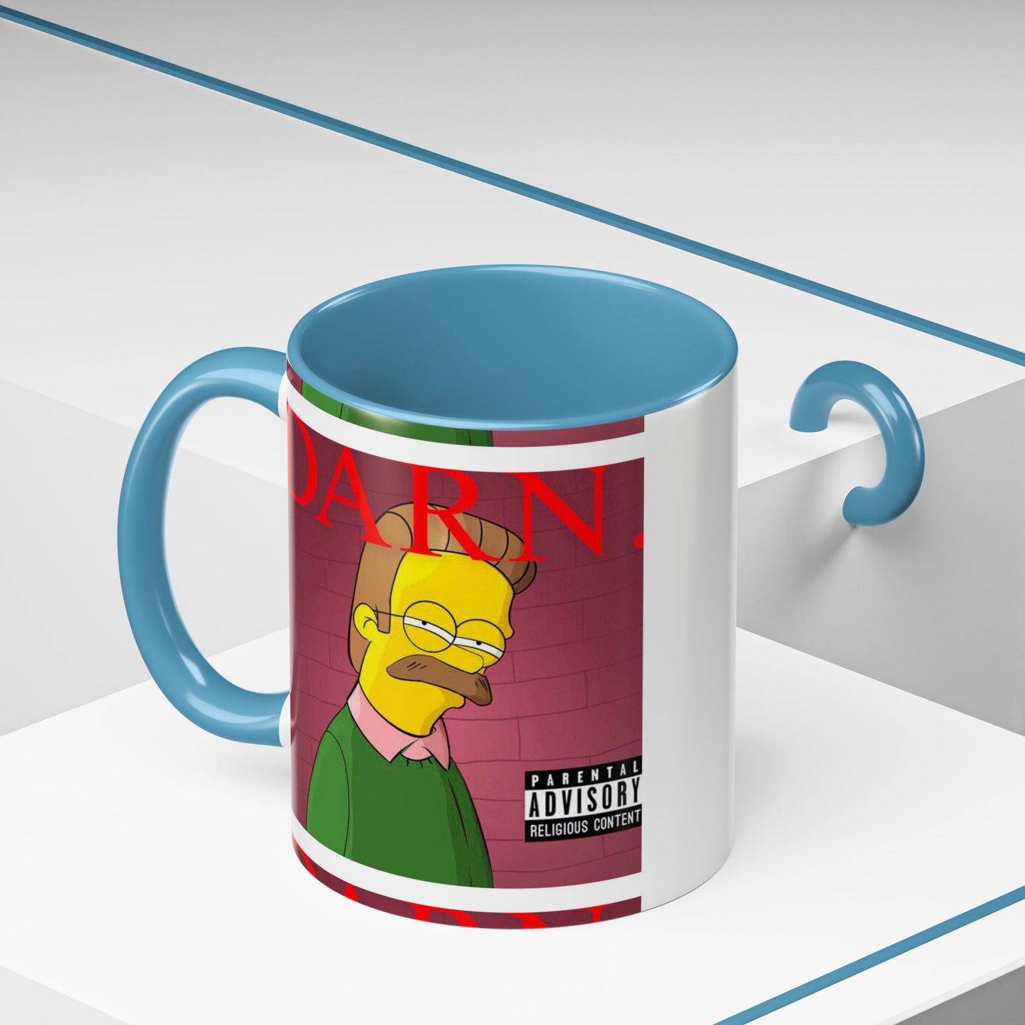 Kendrick Lamar x Simpsons "DARN" Ned Flanders Mashup Mug – Funny Hip Hop Accent Coffee Cup – 11oz & 15oz