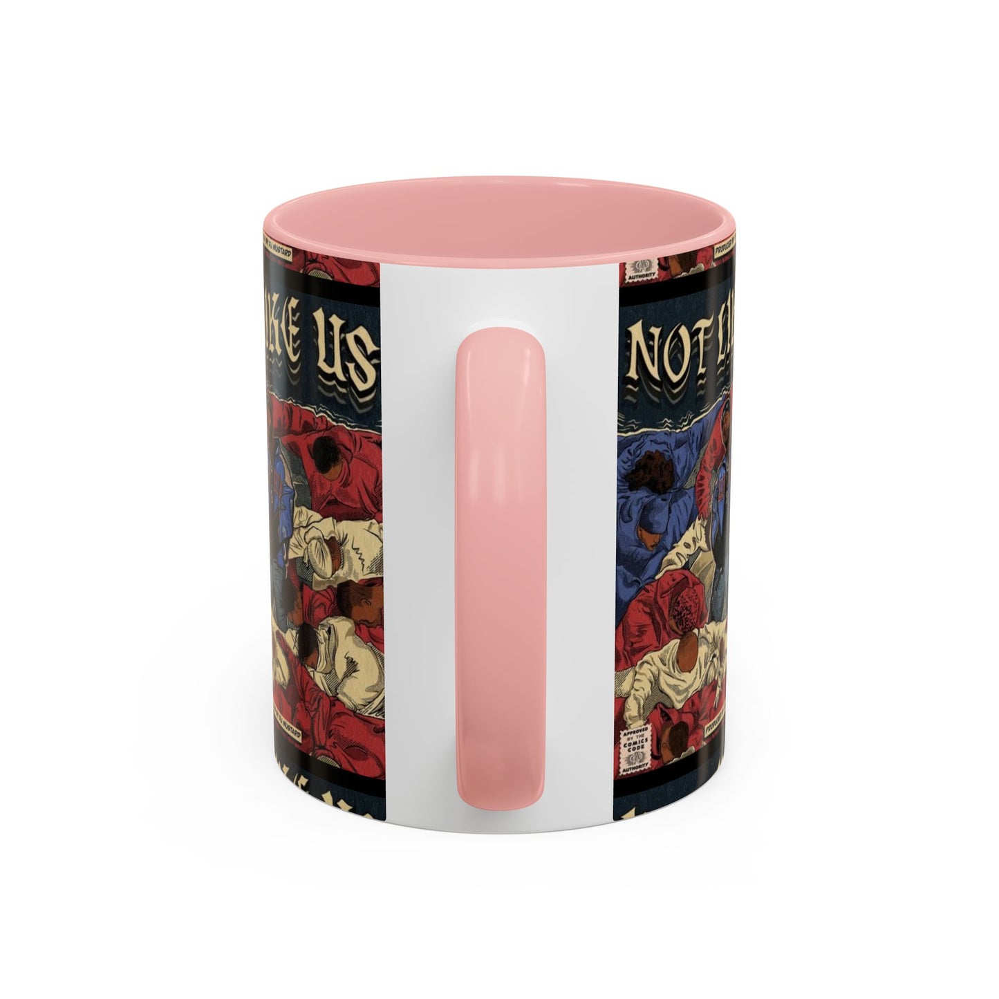 Kendrick Lamar "Not Like Us" Comic Mug – Hip-Hop Coffee Cup, Rap Art Gift, Color Accent Ceramic