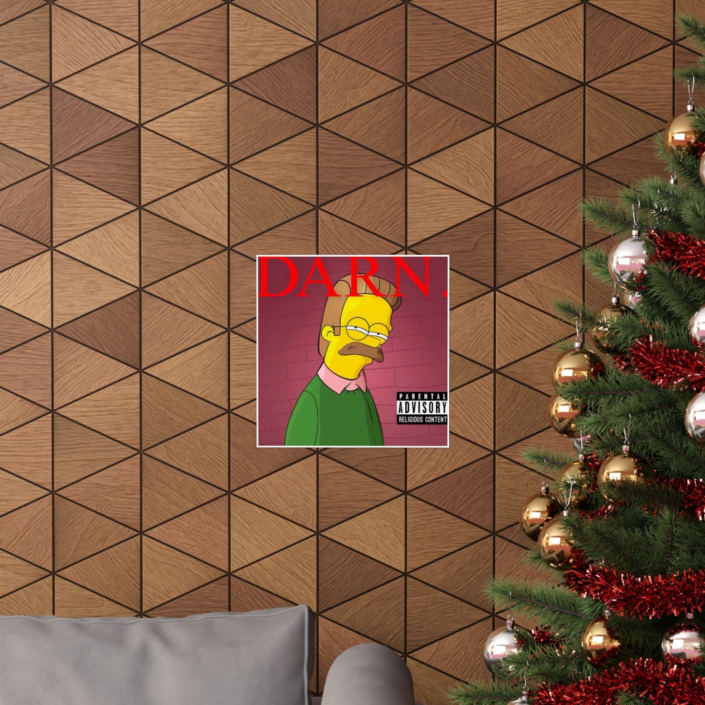 Kendrick Lamar x Simpsons “DARN” Poster – Funny Ned Flanders Mashup Wall Art – Matte Print for Music & Pop Culture Fans